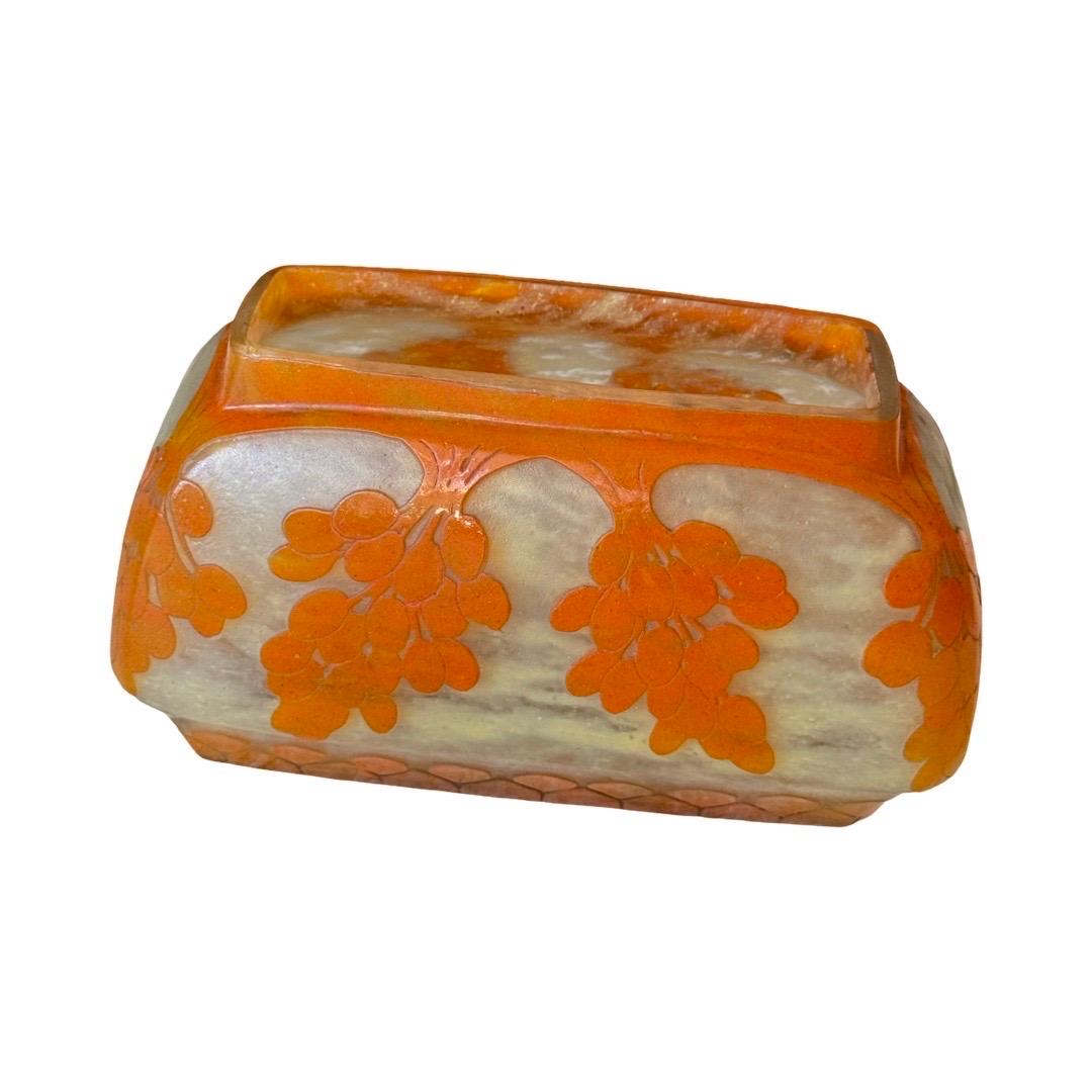 Art Deco Vase by Charles Schneider (1881–1953), Cameo Glass with Floral Motif For Sale