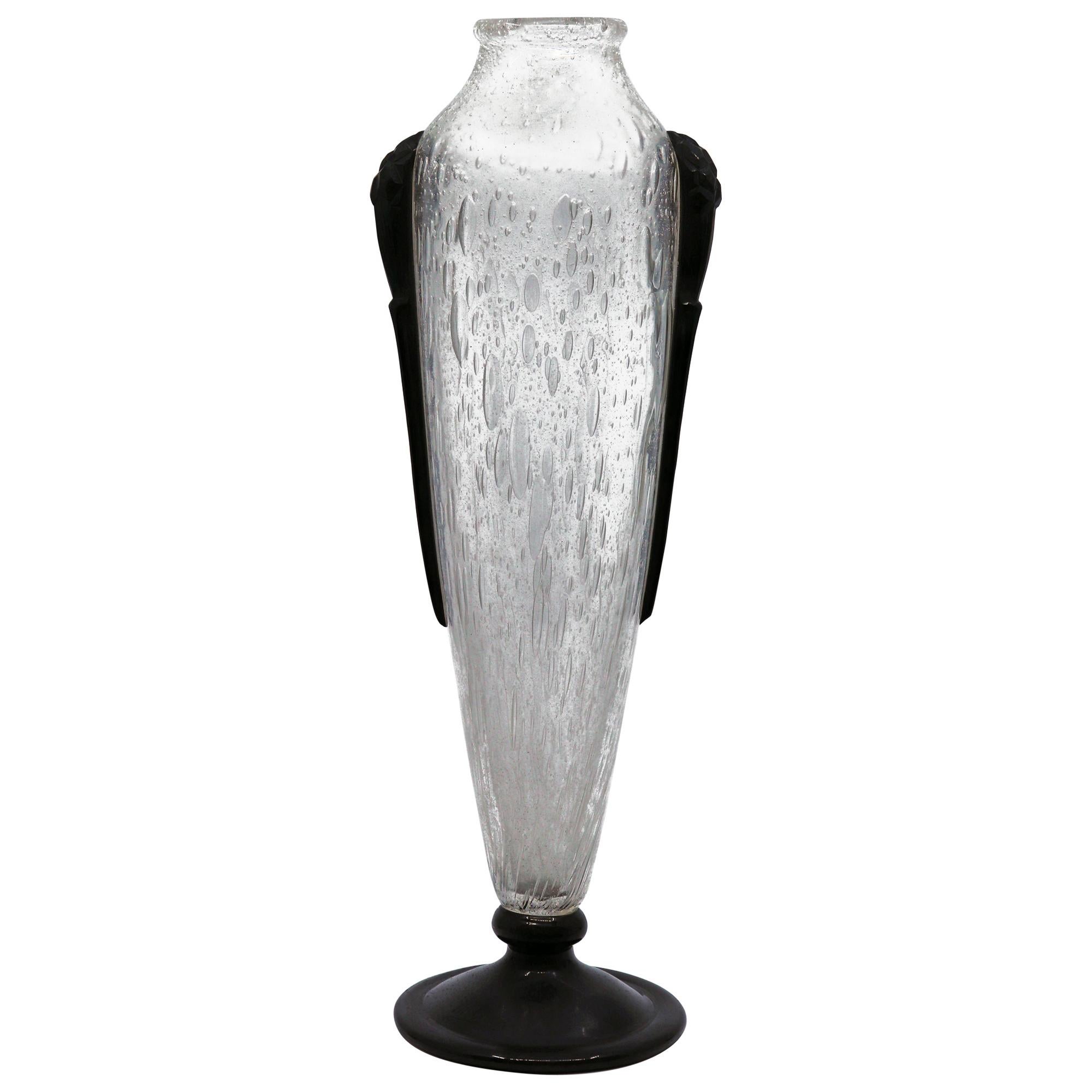 Art Deco Pluviose Glass Vase by Charles Schneider