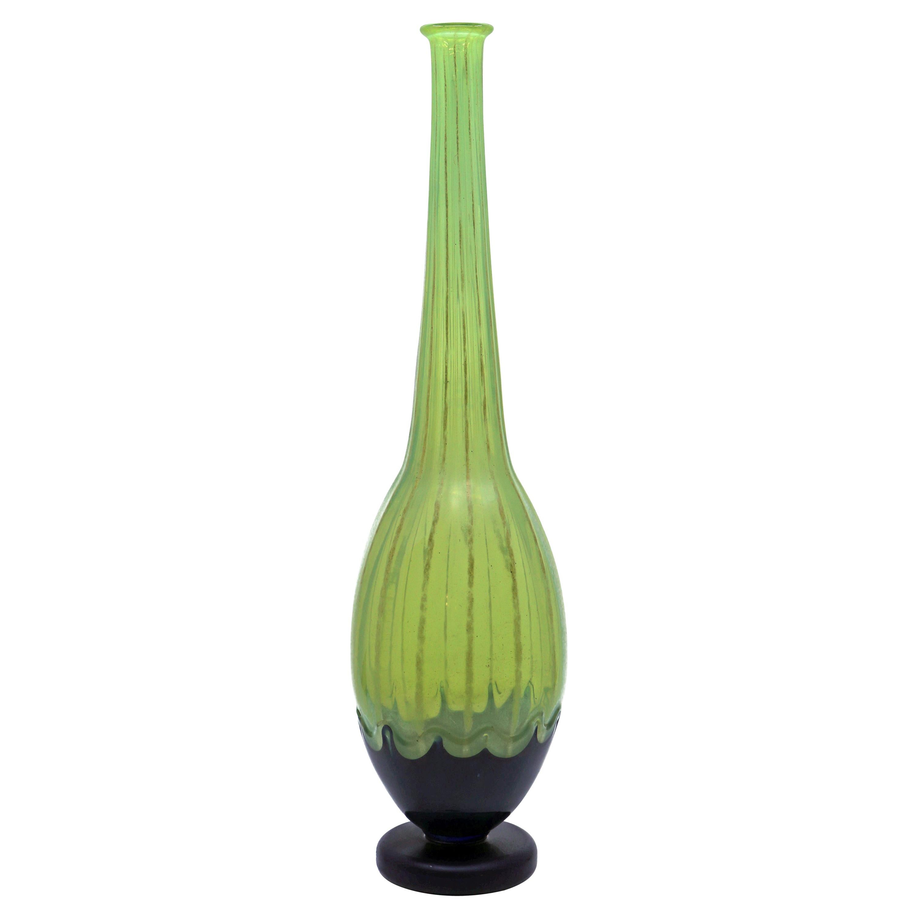 Vase aus Glas im Art déco-Stil von Charles Schneider