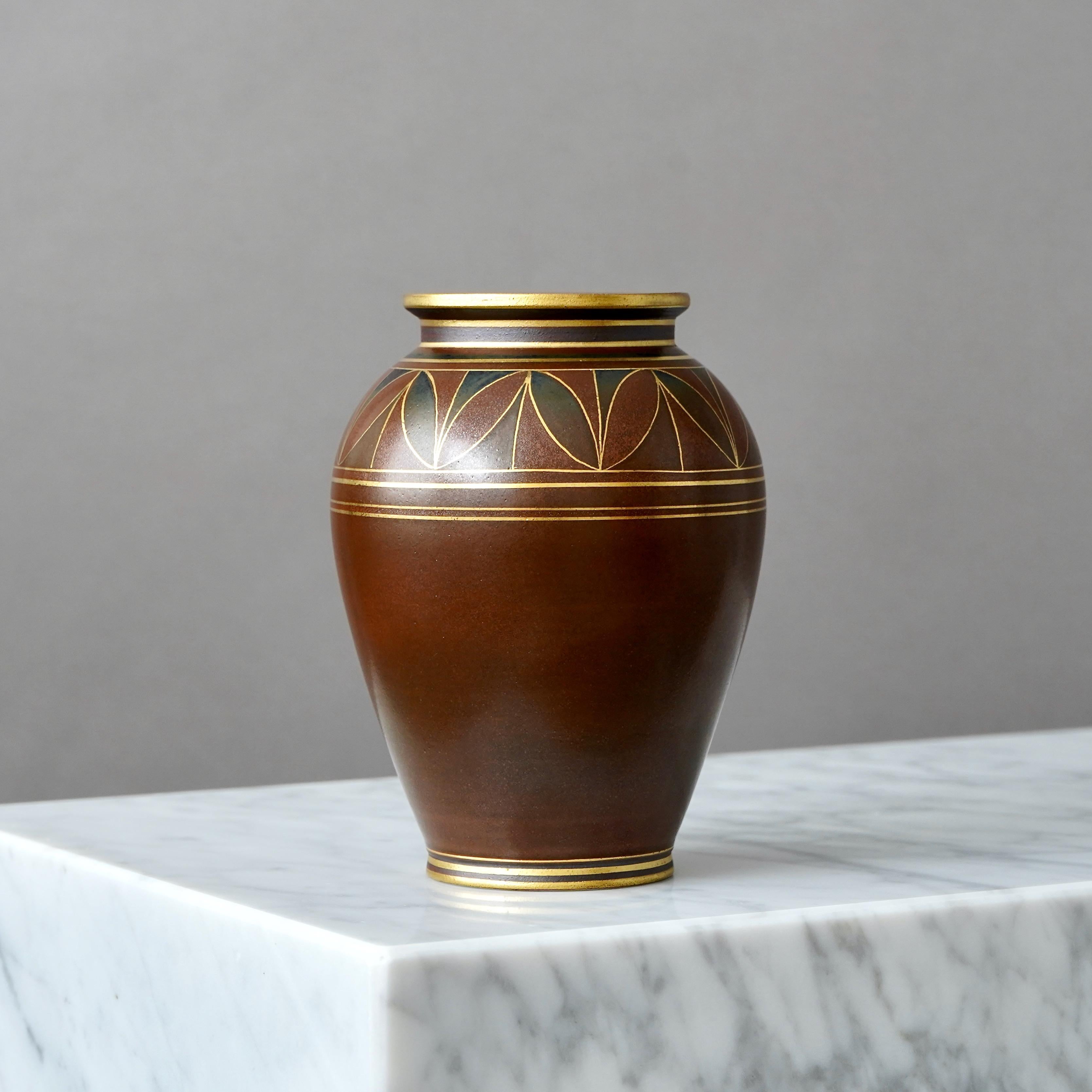 Turned Art Deco Vase by Gunnar Nylund for ALP, Sweden, 1930s