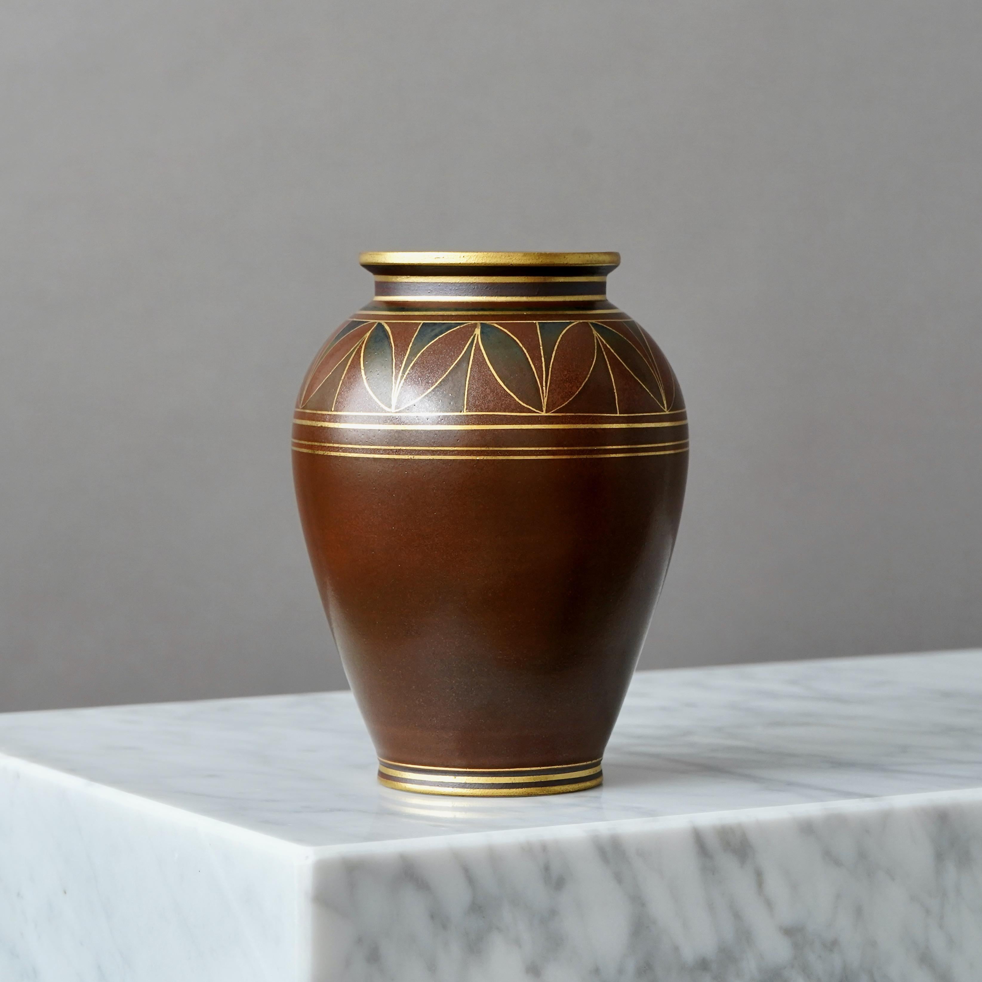 Ceramic Art Deco Vase by Gunnar Nylund for ALP, Sweden, 1930s