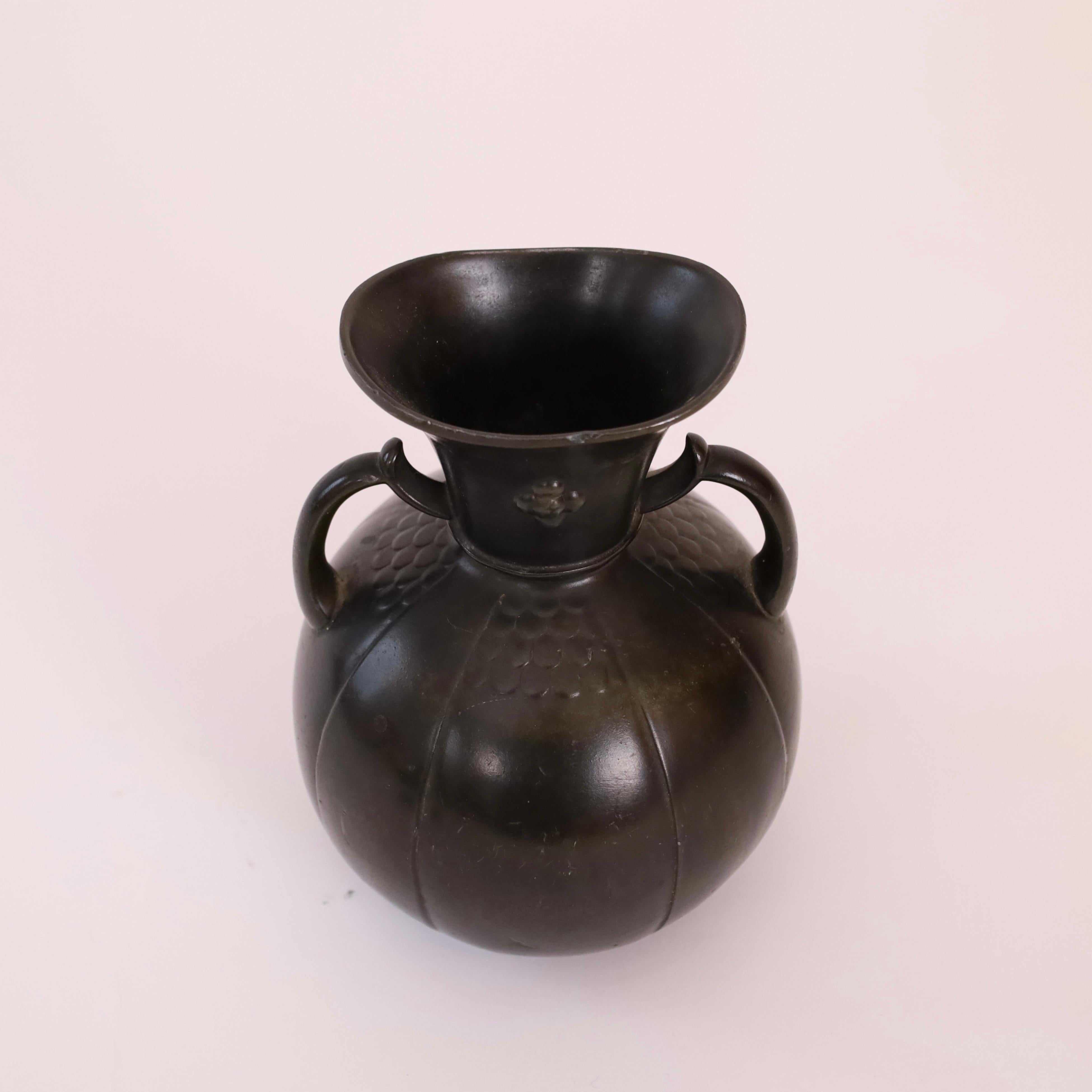 Metal Art deco vase by Just Andersen, 1920s, Denmark For Sale