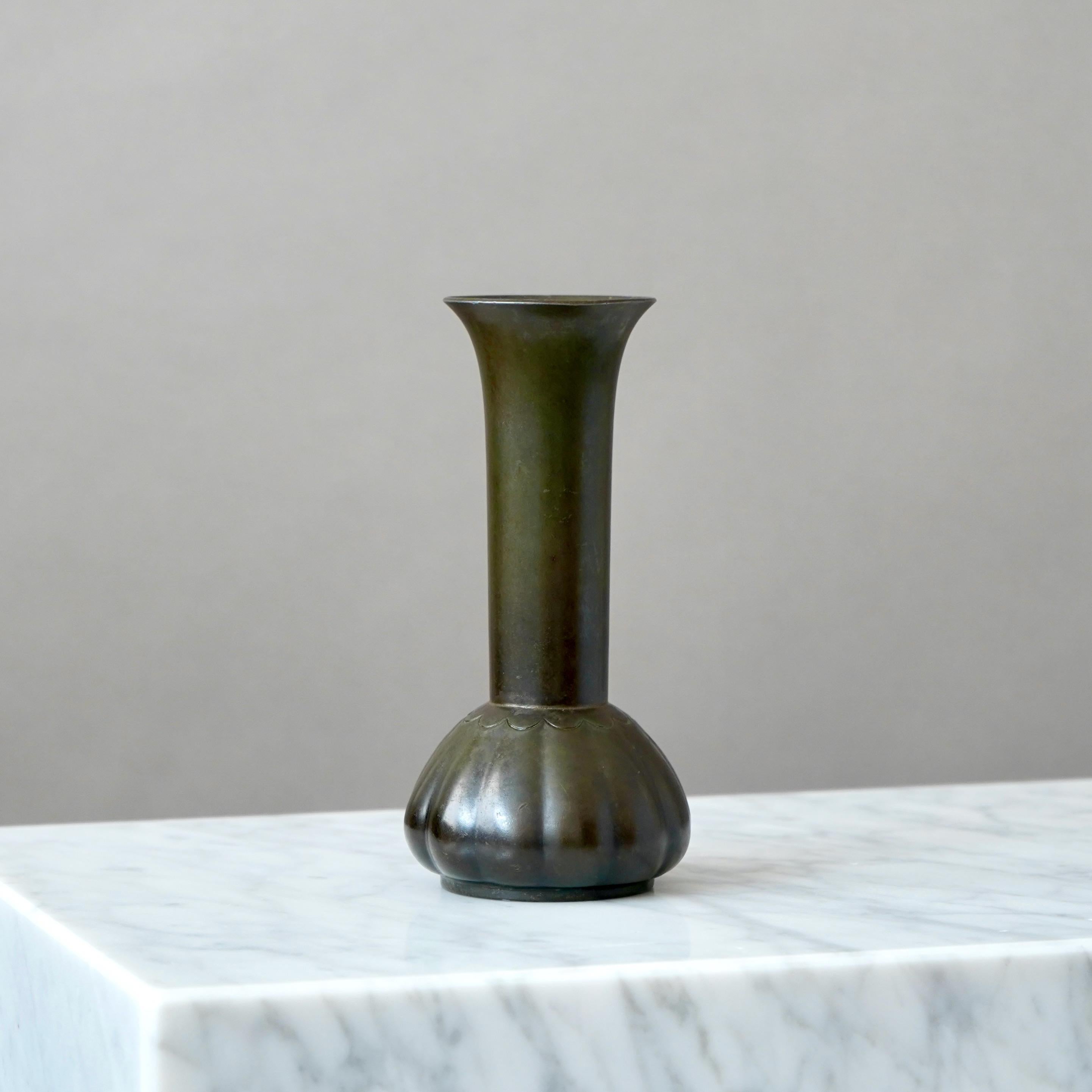 Cast Art Deco Vase by Just Andersen, Denmark, 1930s For Sale