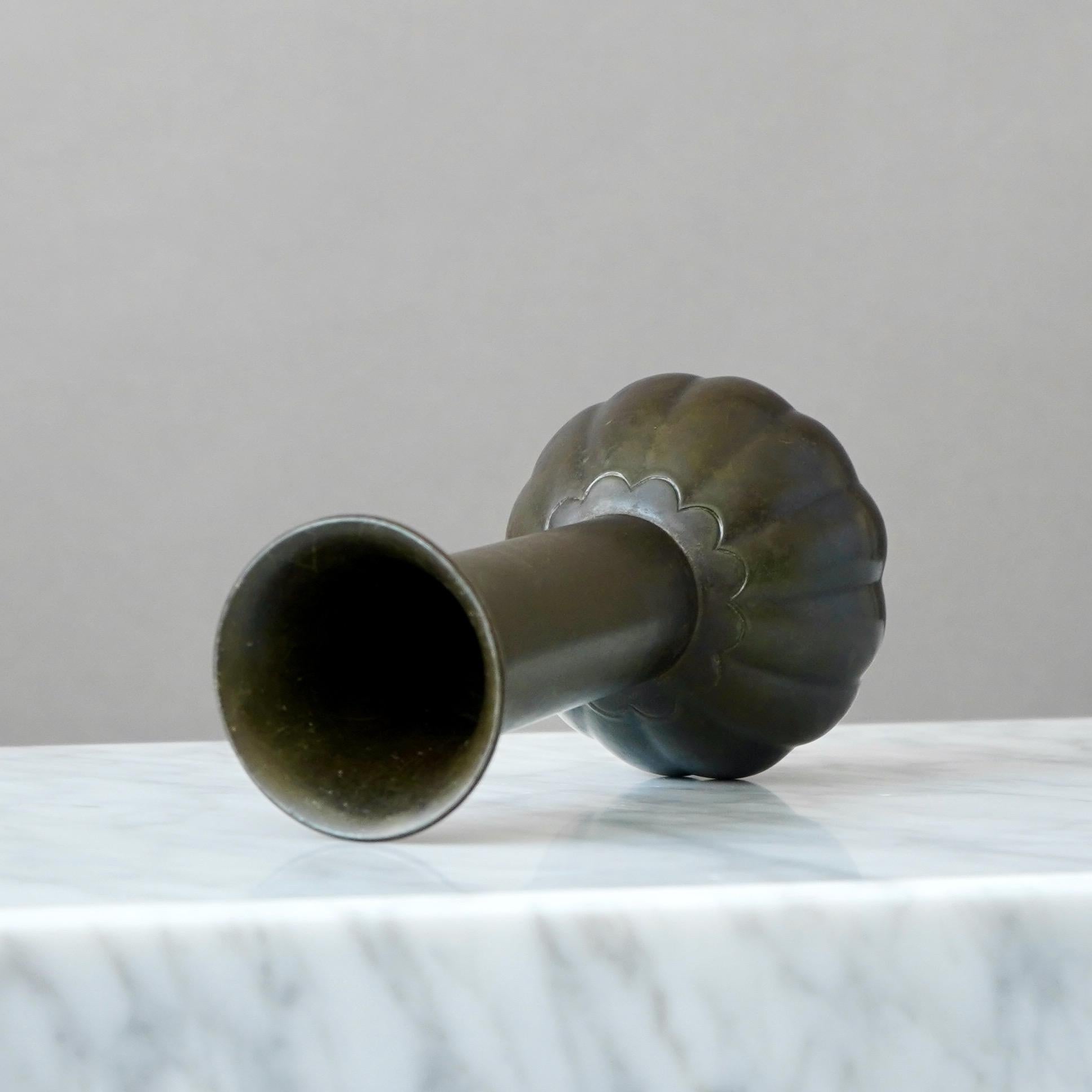 Metal Art Deco Vase by Just Andersen, Denmark, 1930s For Sale
