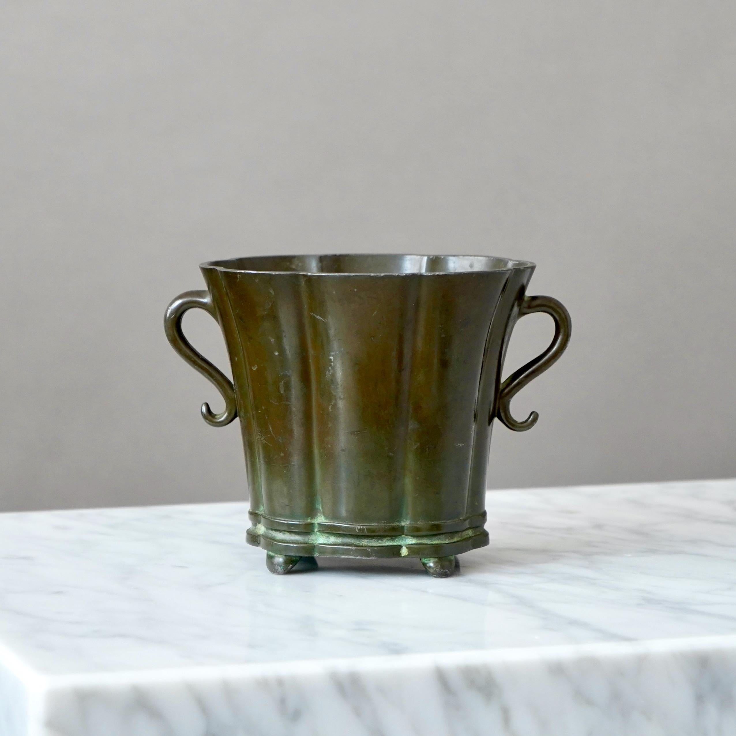 Metal Art Deco Vase by Just Andersen, Denmark, 1930s For Sale