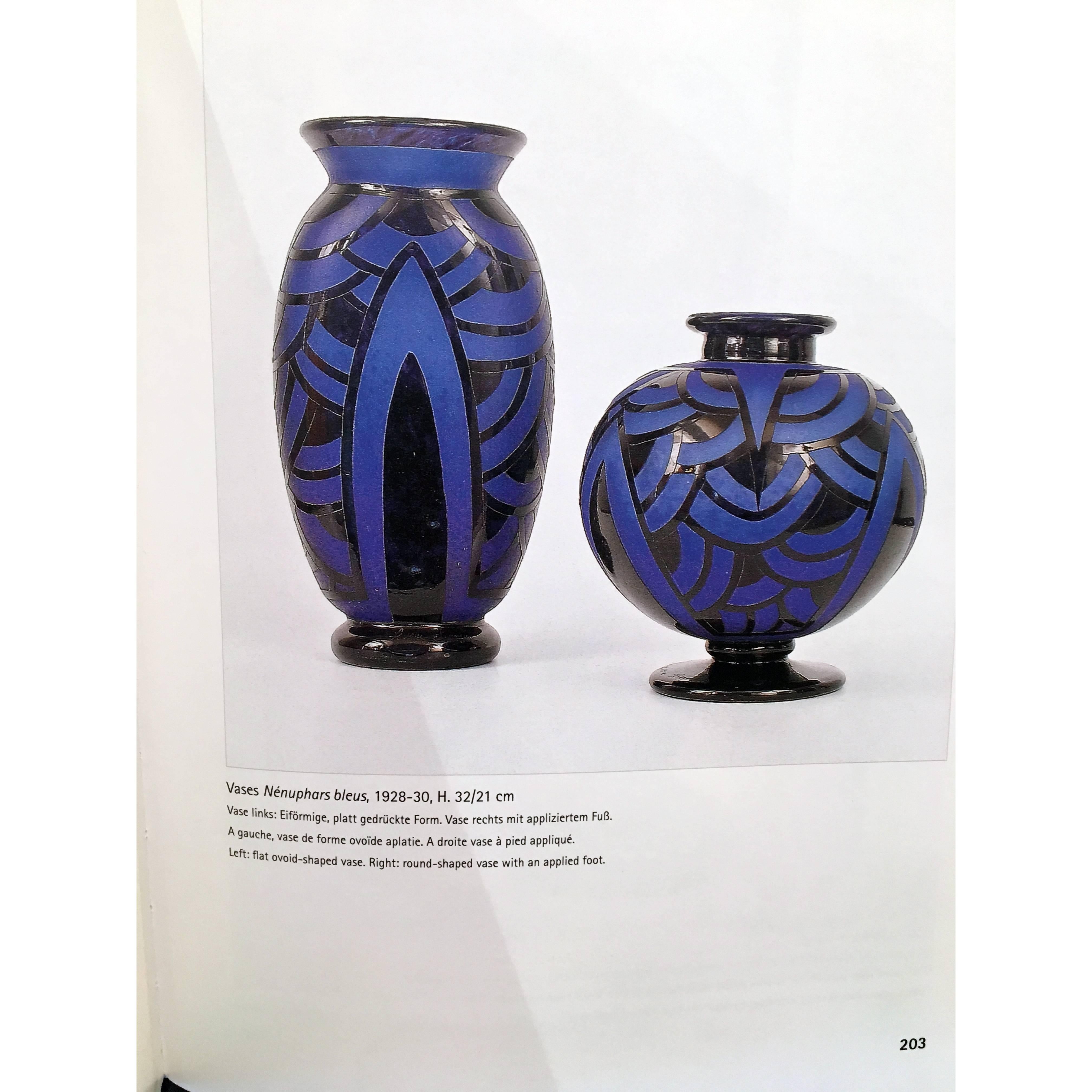 Etched Art Deco Vase by Le Verre Francais, Schneider Nénuphars Bleus