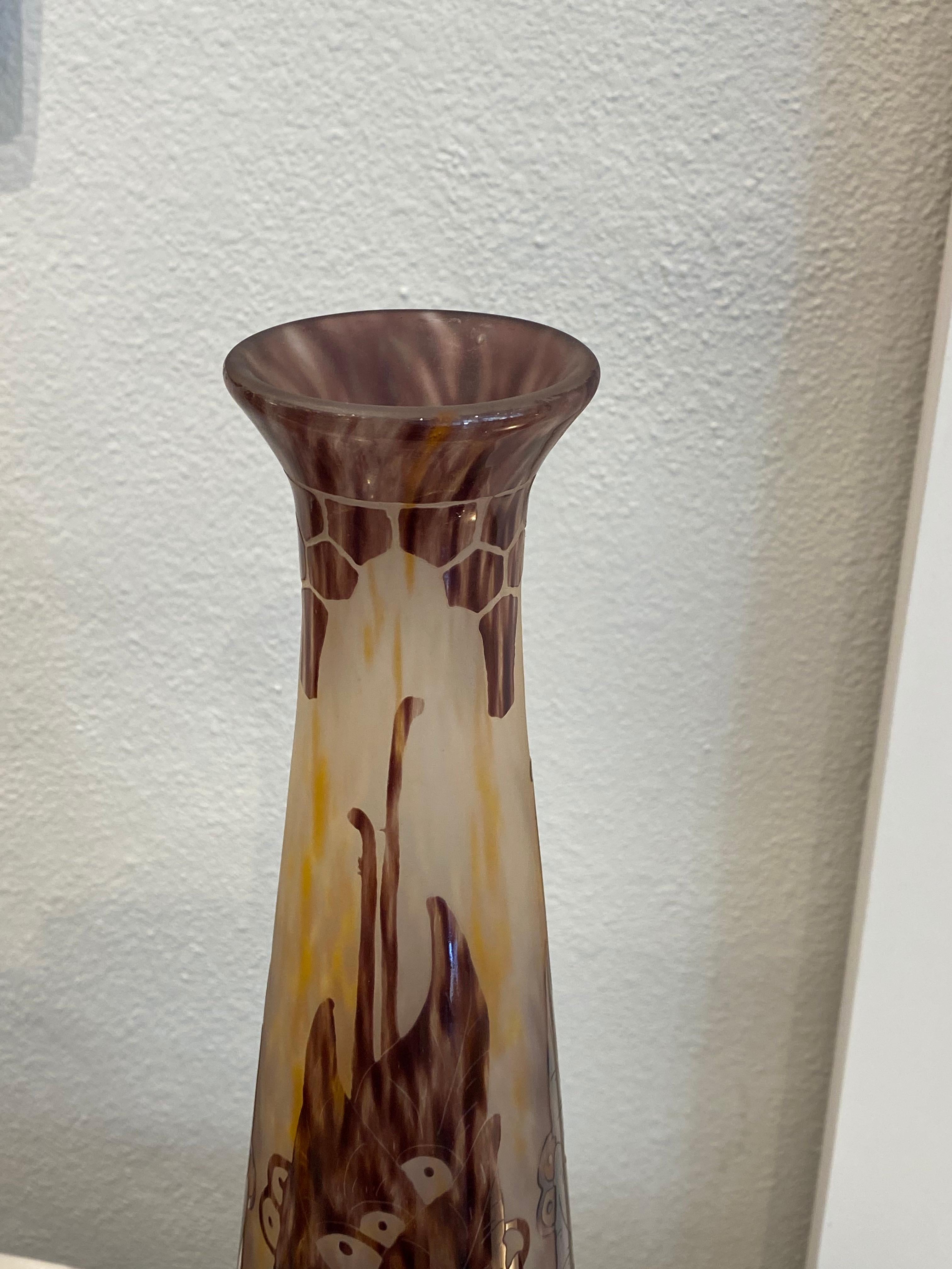 Art Deco Vase by Le Verre Francais In Good Condition In Miami, FL