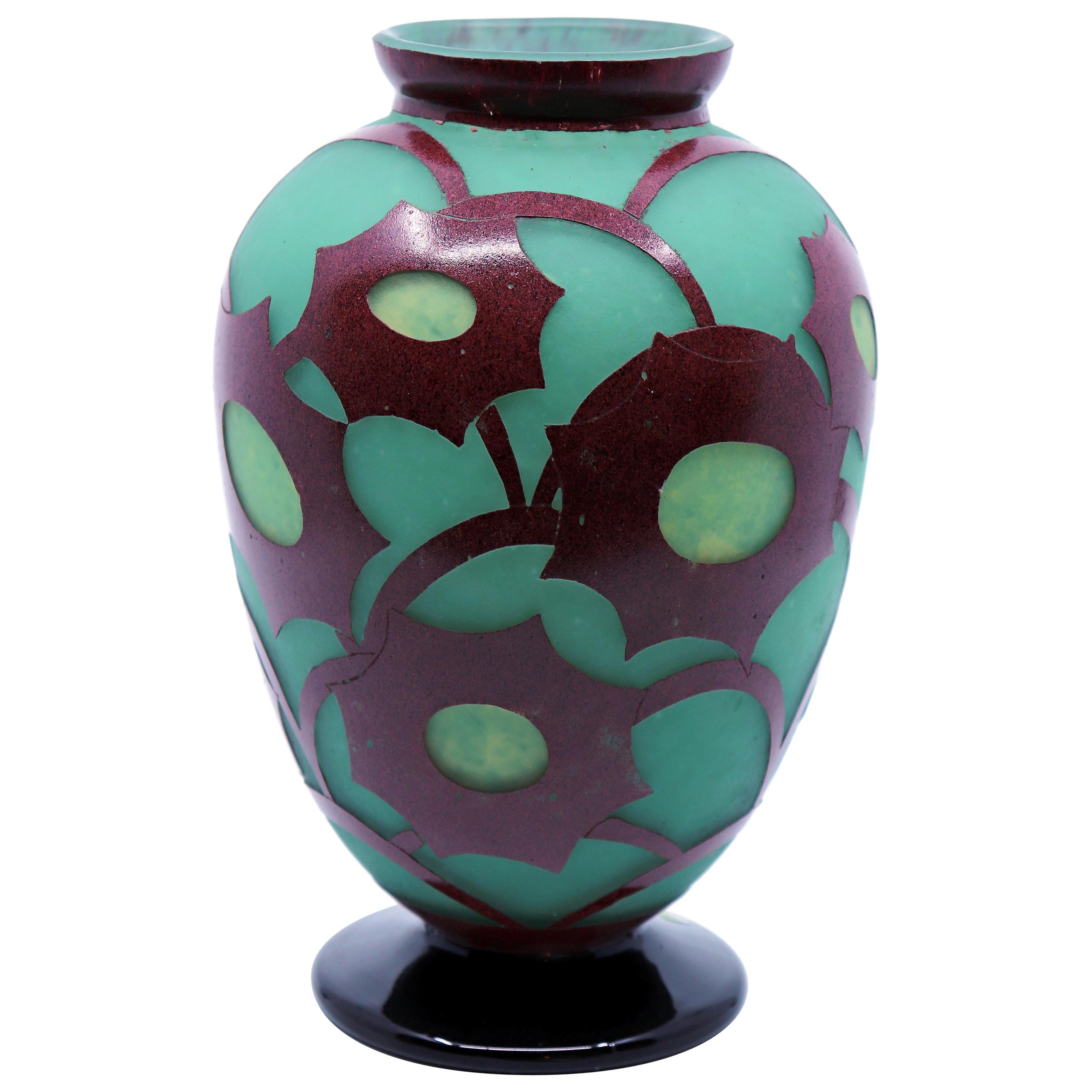 Art Deco Cosmo Vase by Le Verre Francais