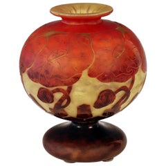 Art-Déco-Vase aus Pavots-Glas von Le Verre Francais