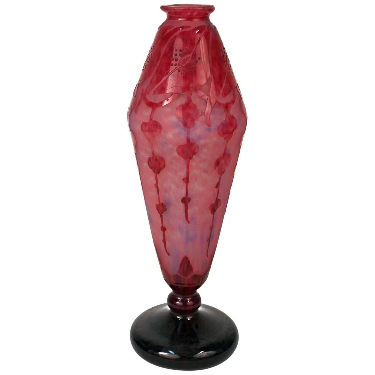Art Deco Vase by Le Verre Francais - Schneider For Sale
