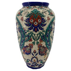 Art deco vase Charles Catteau for BOCH FRERES with polychrome floral decor 'IZNI