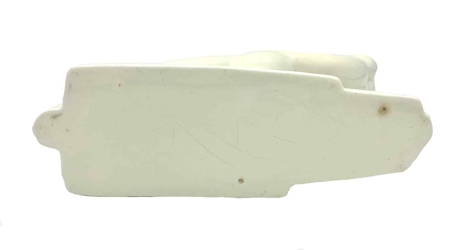 Cast Art Deco Vase Cherub Resting On A Bed Of Clouds Cream Coloured Ceramic For Sale