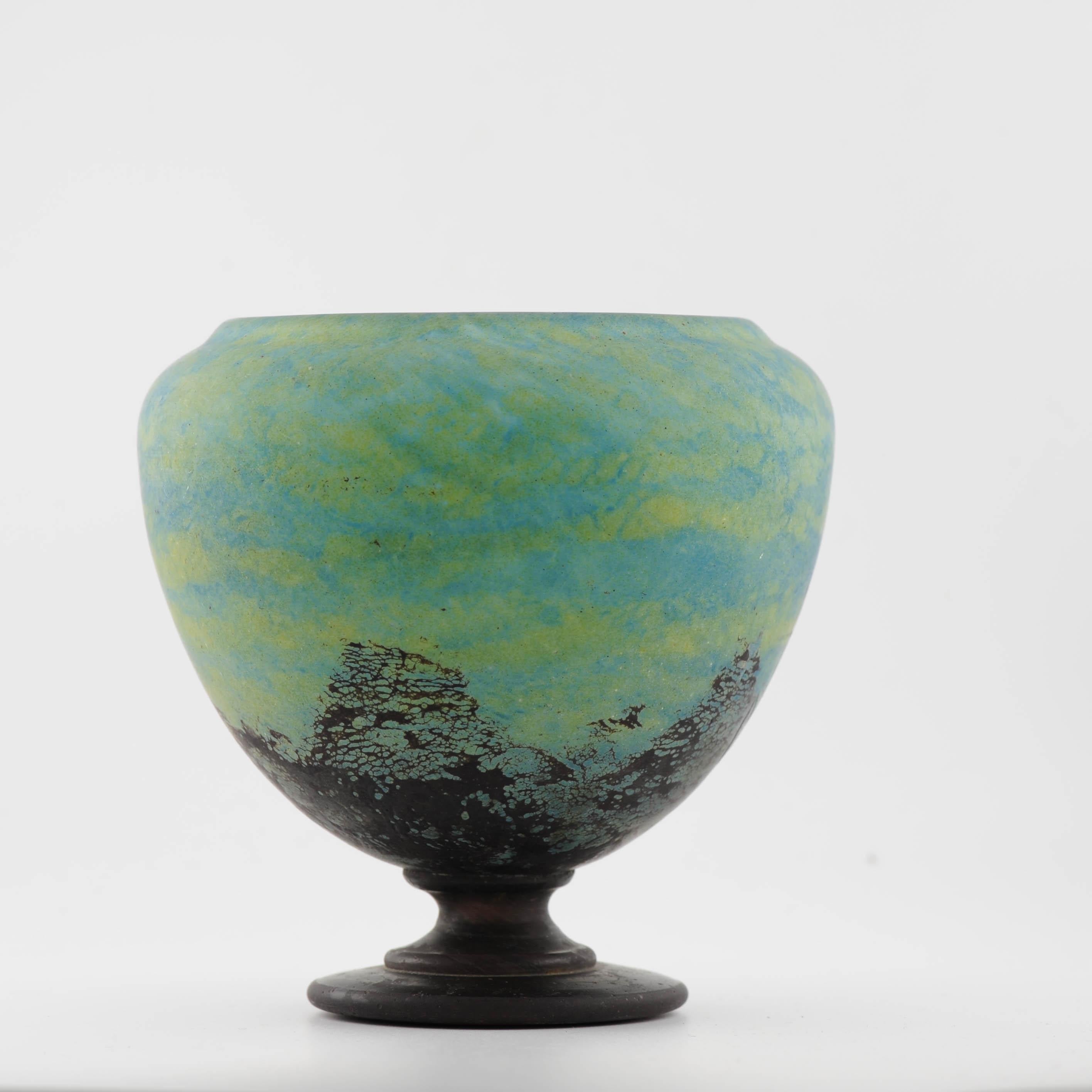 Porcelain Art Deco Vase Daum Nancy Acid-Etched Glass Vase, circa 1910-1925 French Glass For Sale