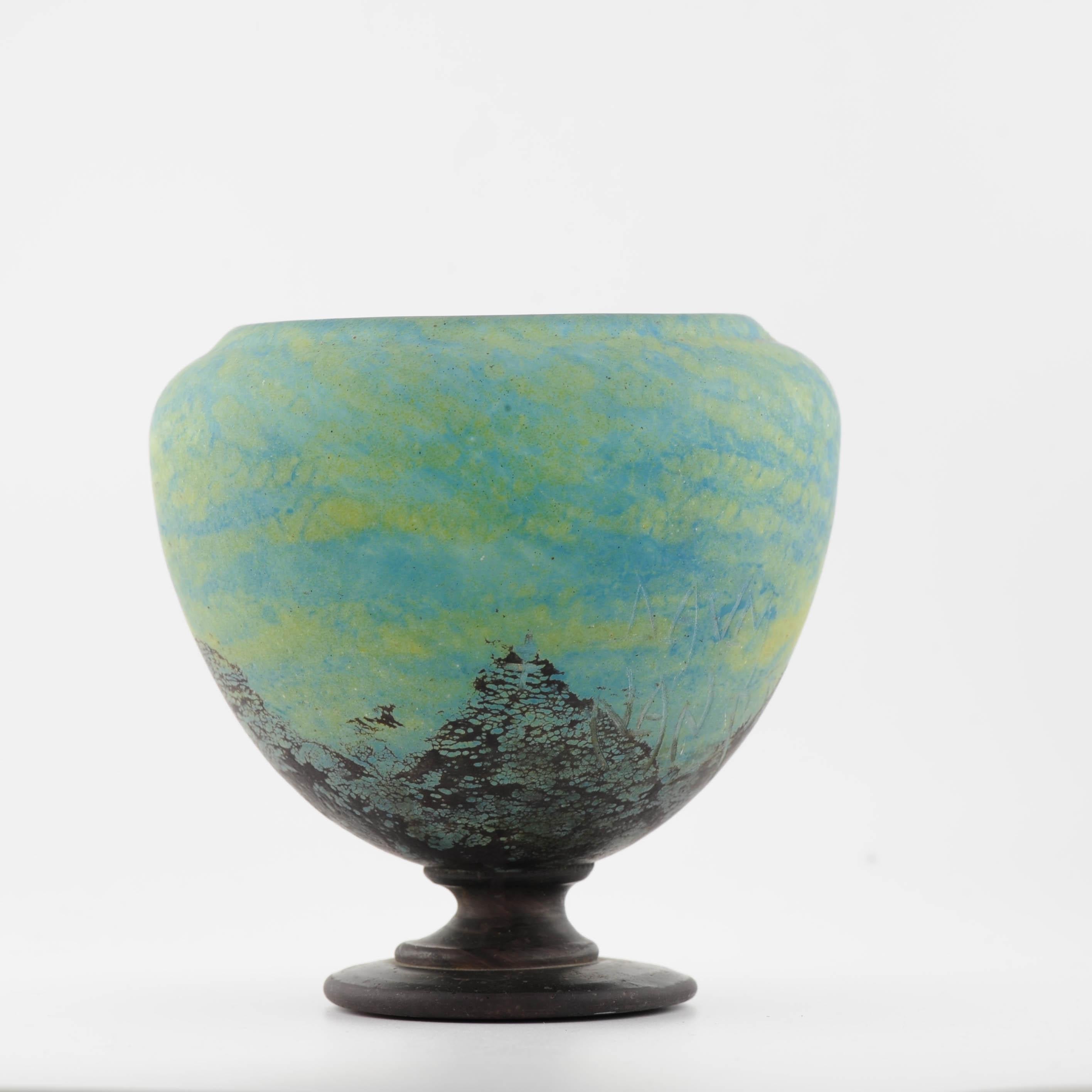 Art Deco Vase Daum Nancy Acid-Etched Glass Vase, circa 1910-1925 French Glass For Sale 1