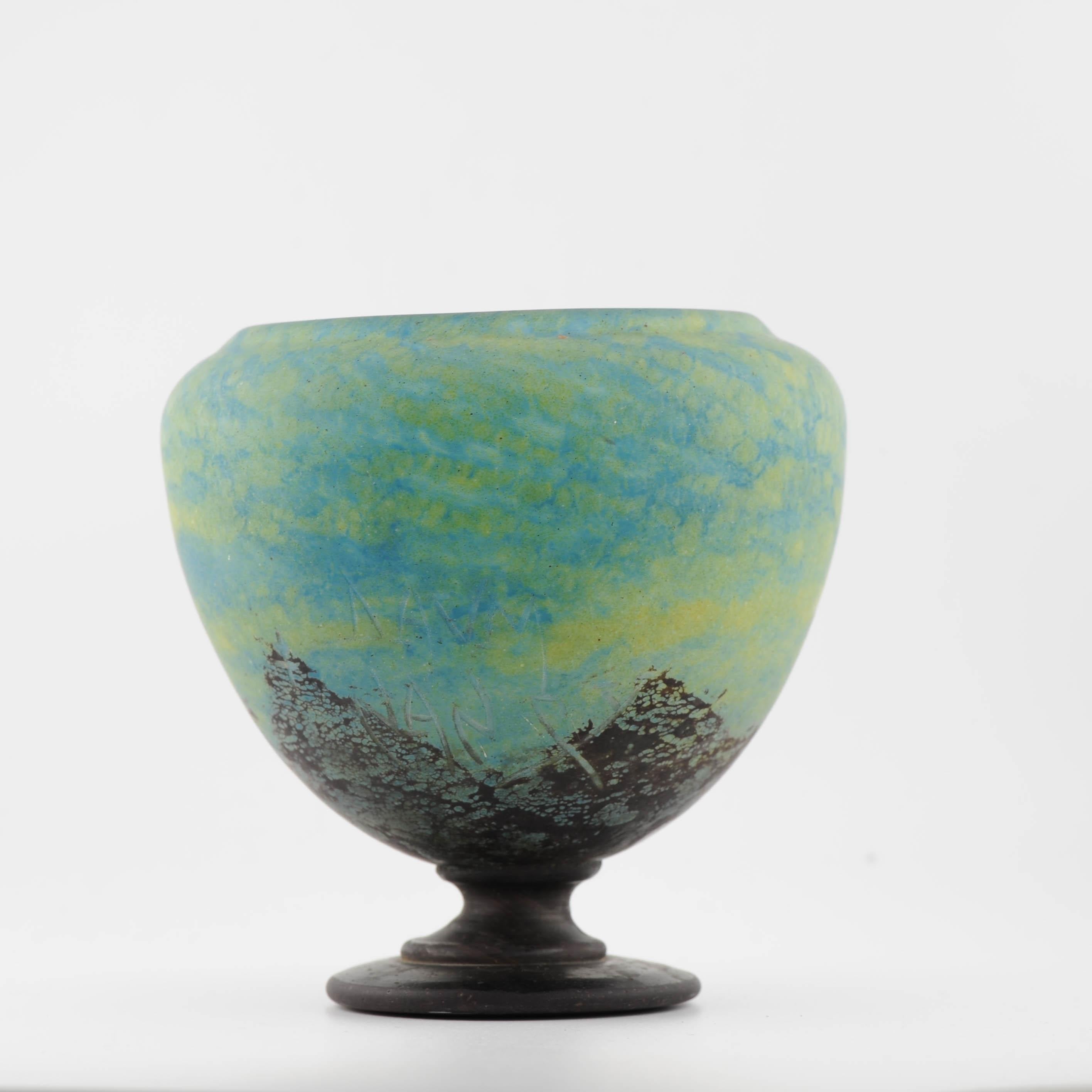 Art Deco Vase Daum Nancy Acid-Etched Glass Vase, circa 1910-1925 French Glass For Sale 2