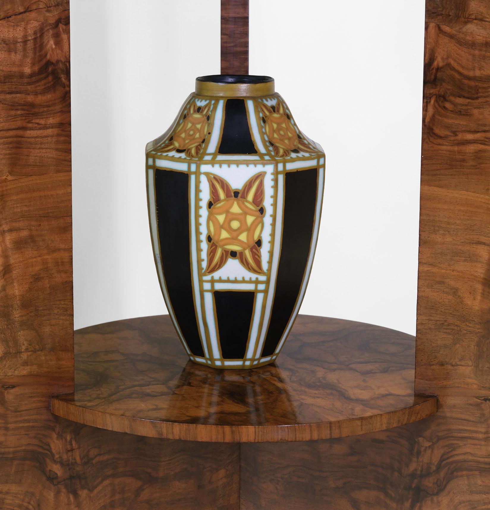 Peint à la main Vase Art Déco Design/One Charles Catteau pour Boch Frères Keramis années 1930 en vente