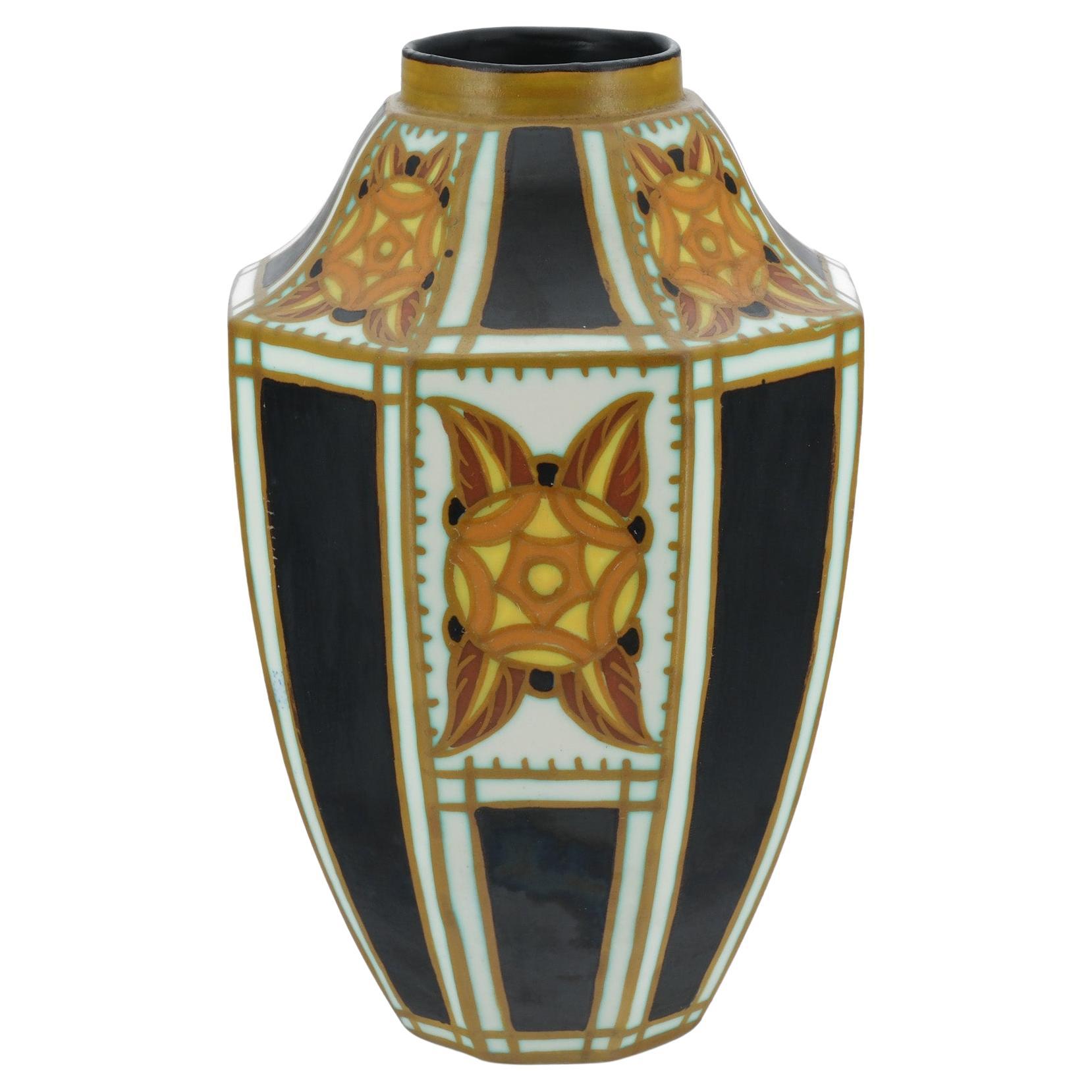 Art Deco Vase Designed By Charles Catteau For Boch Frères Keramis 1930s