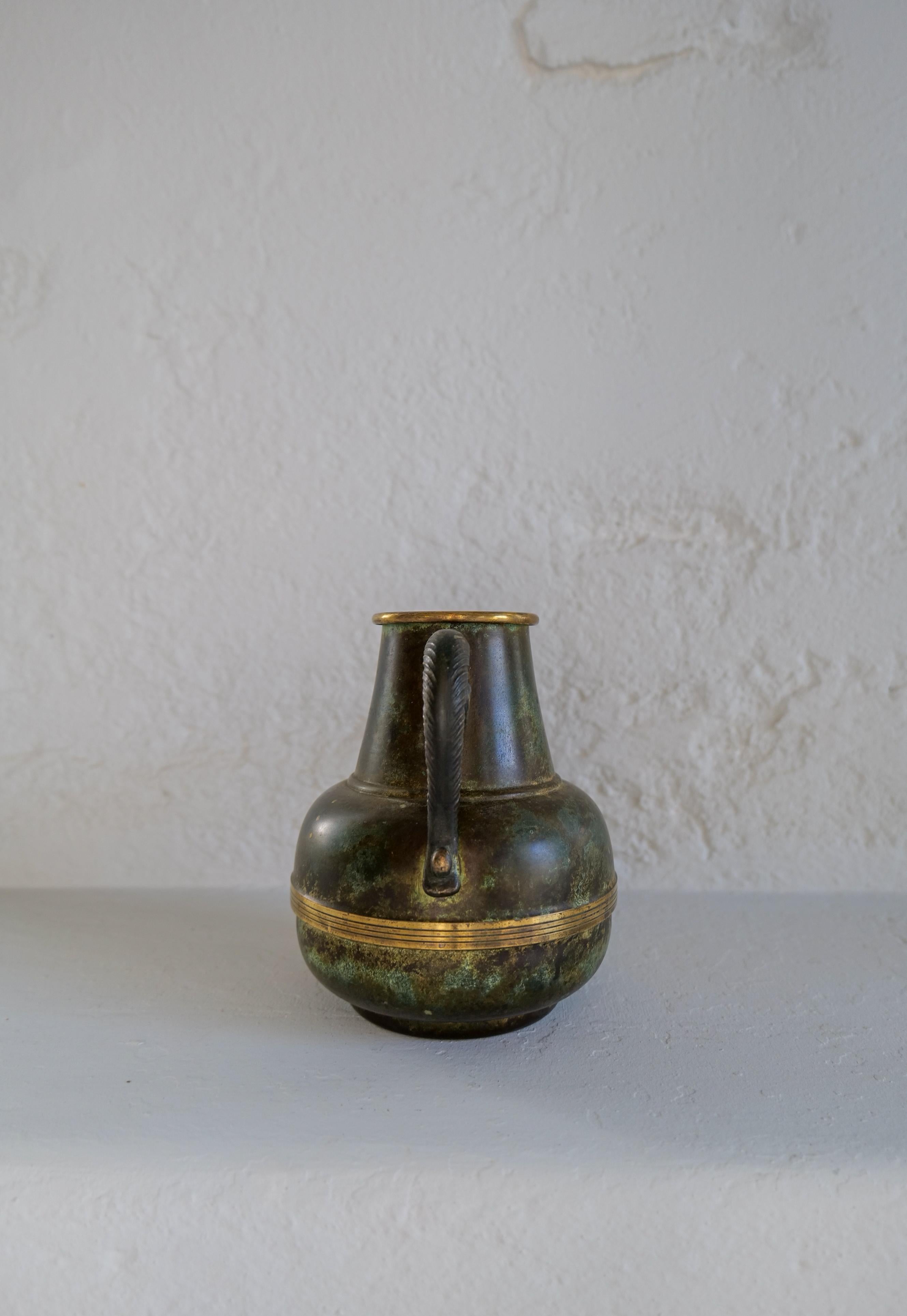 Art Deco Vase in Bronze and Brass by SVM Handarbete, Sweden 1940s For Sale 5