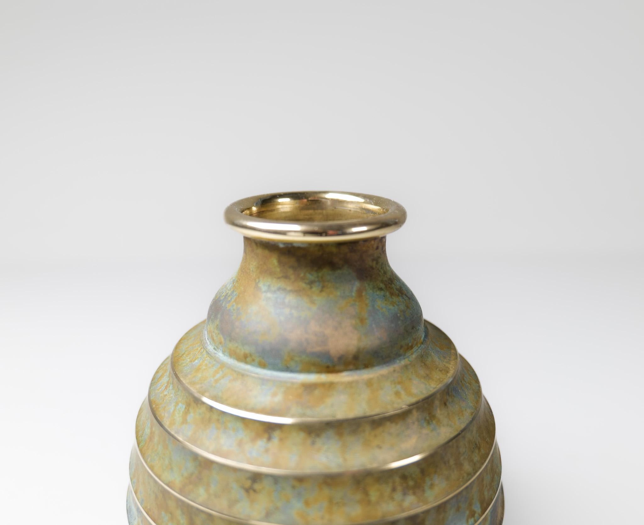 Mid-20th Century Art Deco Vase in Bronze and Brass by SVM Handarbete, Sweden 1940s