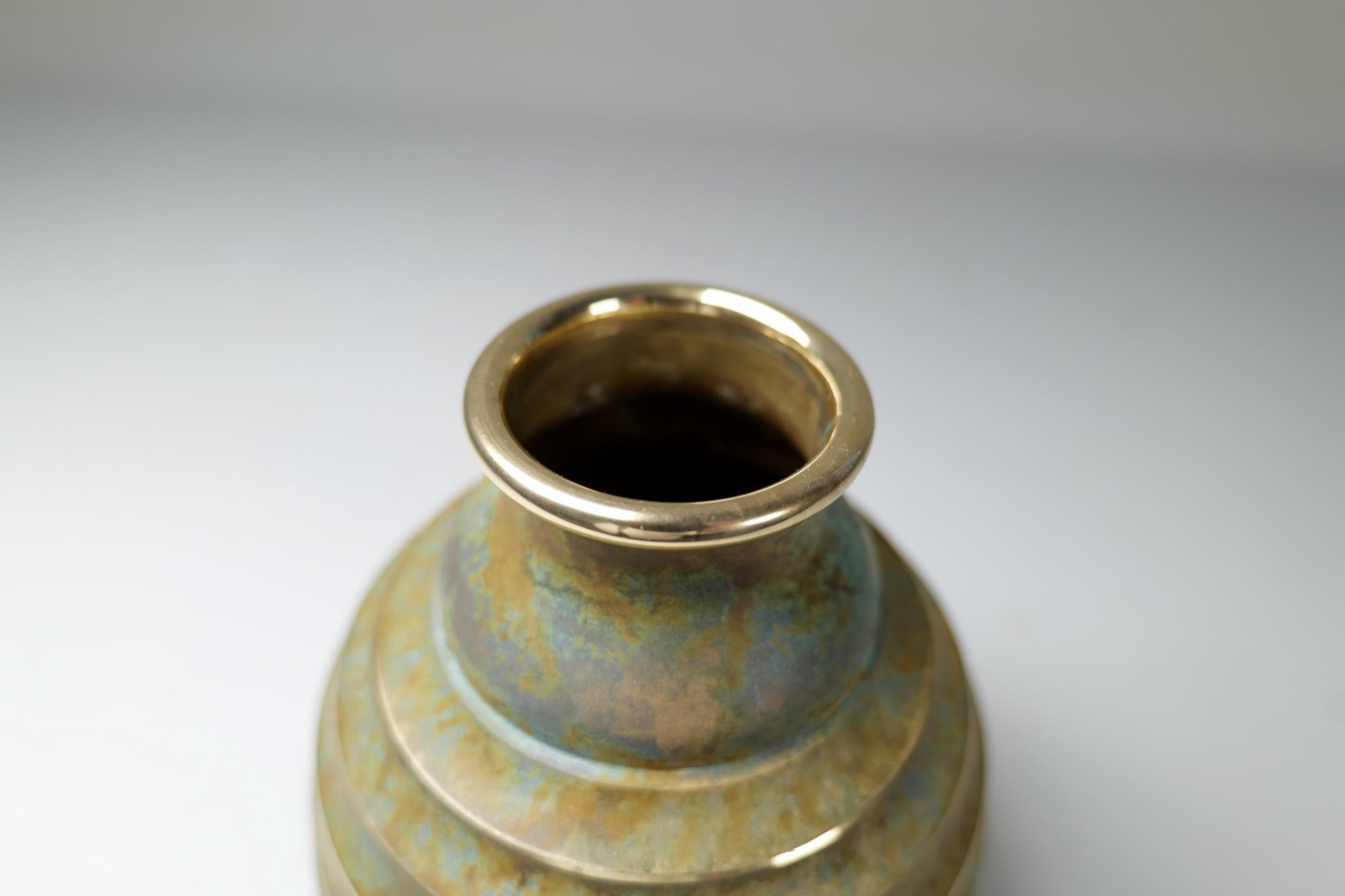 Art Deco Vase in Bronze and Brass by SVM Handarbete, Sweden 1940s For Sale 1