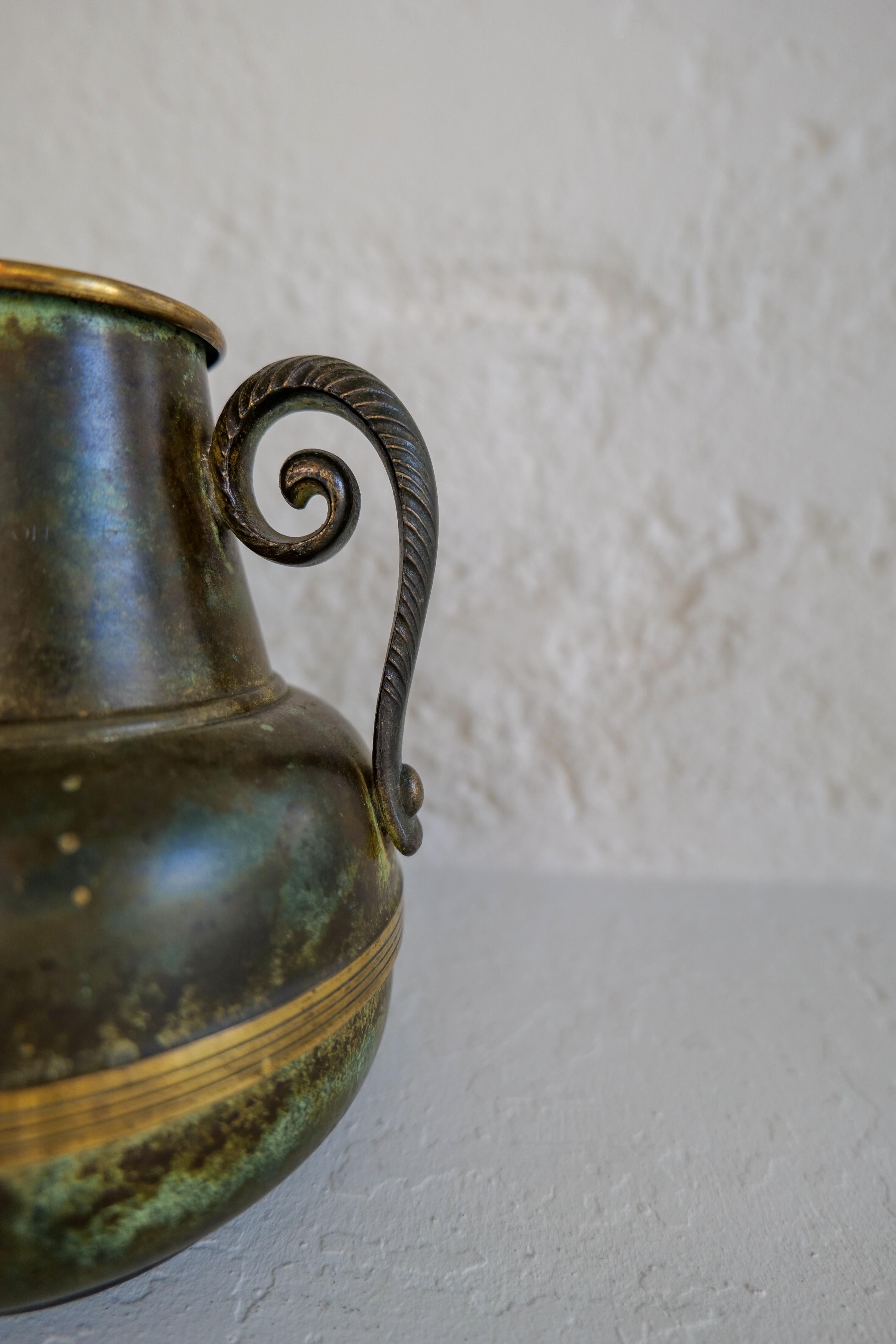 Art Deco Vase in Bronze and Brass by SVM Handarbete, Sweden 1940s For Sale 2