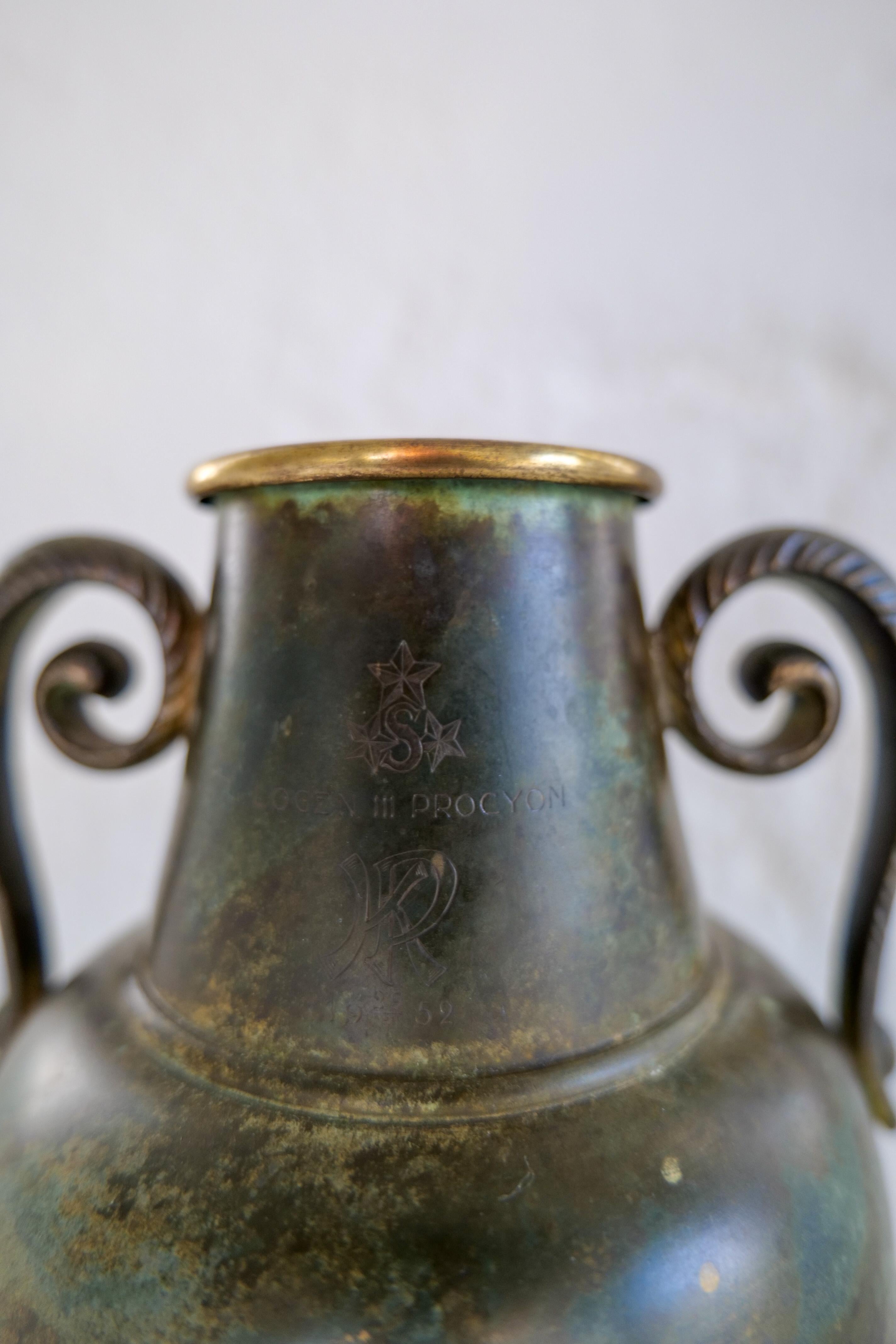 Art Deco Vase in Bronze and Brass by SVM Handarbete, Sweden 1940s For Sale 3