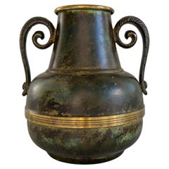 Vase Art Déco en bronze et laiton par SVM Handarbete, Suède années 1940