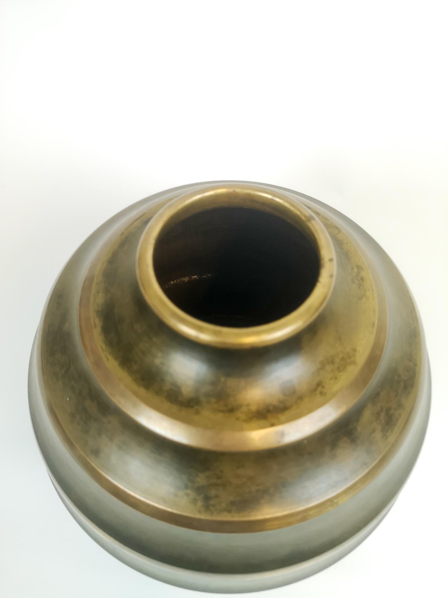 Swedish Art Deco Vase in Bronze and Brass by SVM Handarbete, Sweden