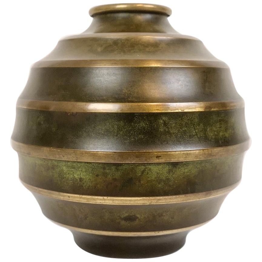 Art Deco Vase in Bronze and Brass by SVM Handarbete, Sweden