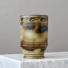 Art Deco Vase in Brown und Gold von Gunnar Nylund für ALP, Schweden, 1930er Jahre