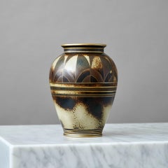 Art Deco Vase in Brown and Gold by Gunnar Nylund for ALP, Sweden, 1930s