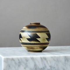 Art Deco Vase in Brown and Gold by Gunnar Nylund for ALP, Sweden, 1930s