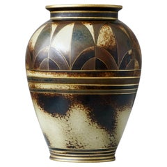 Art Deco Vase in Brown und Gold von Gunnar Nylund für ALP, Schweden, 1930er Jahre
