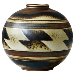 Vase Art Déco en Brown et Gold par Gunnar Nylund pour ALP, Suède, années 1930