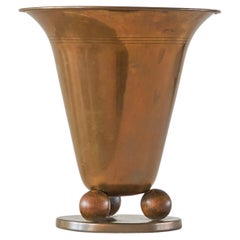 Jarrón Art Decó de cobre y madera Años 30