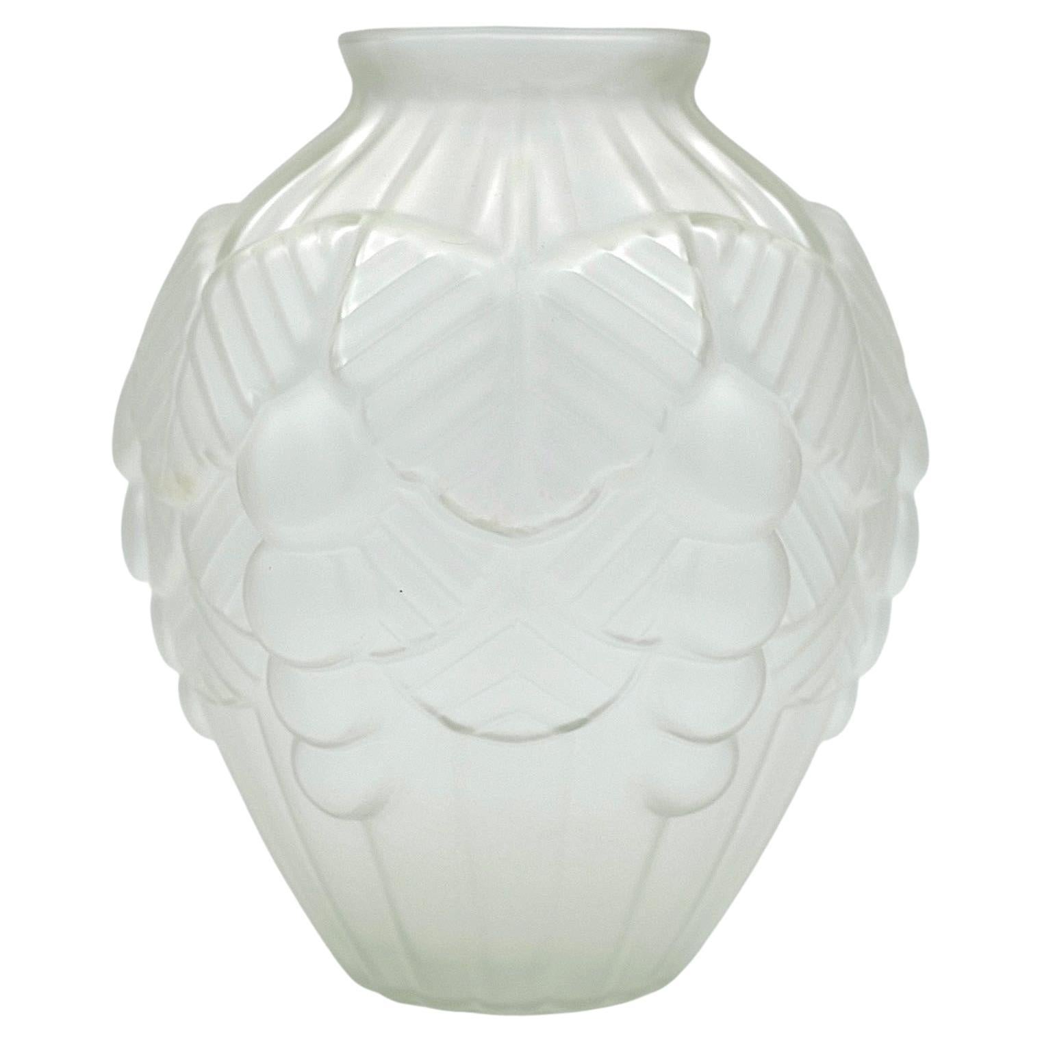Art Deco Frosted Glass Vase