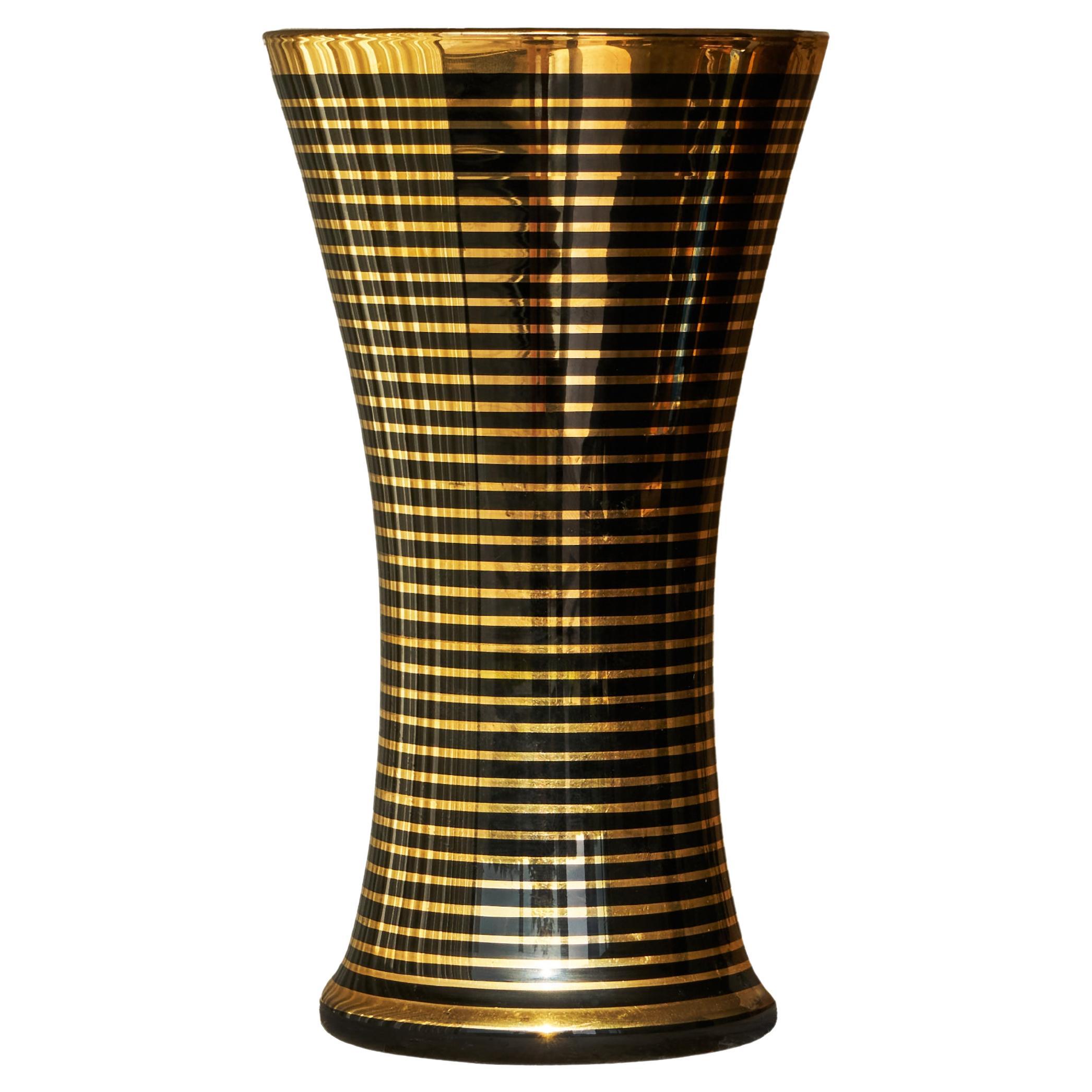 Art Deco Vase in Glass Belgium Mid 20th Century For Sale