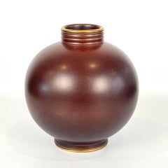 Art Deco Vase in Oxblood, Schwedisches Grace Steingut von Gunnar Nylund für Rörstrand