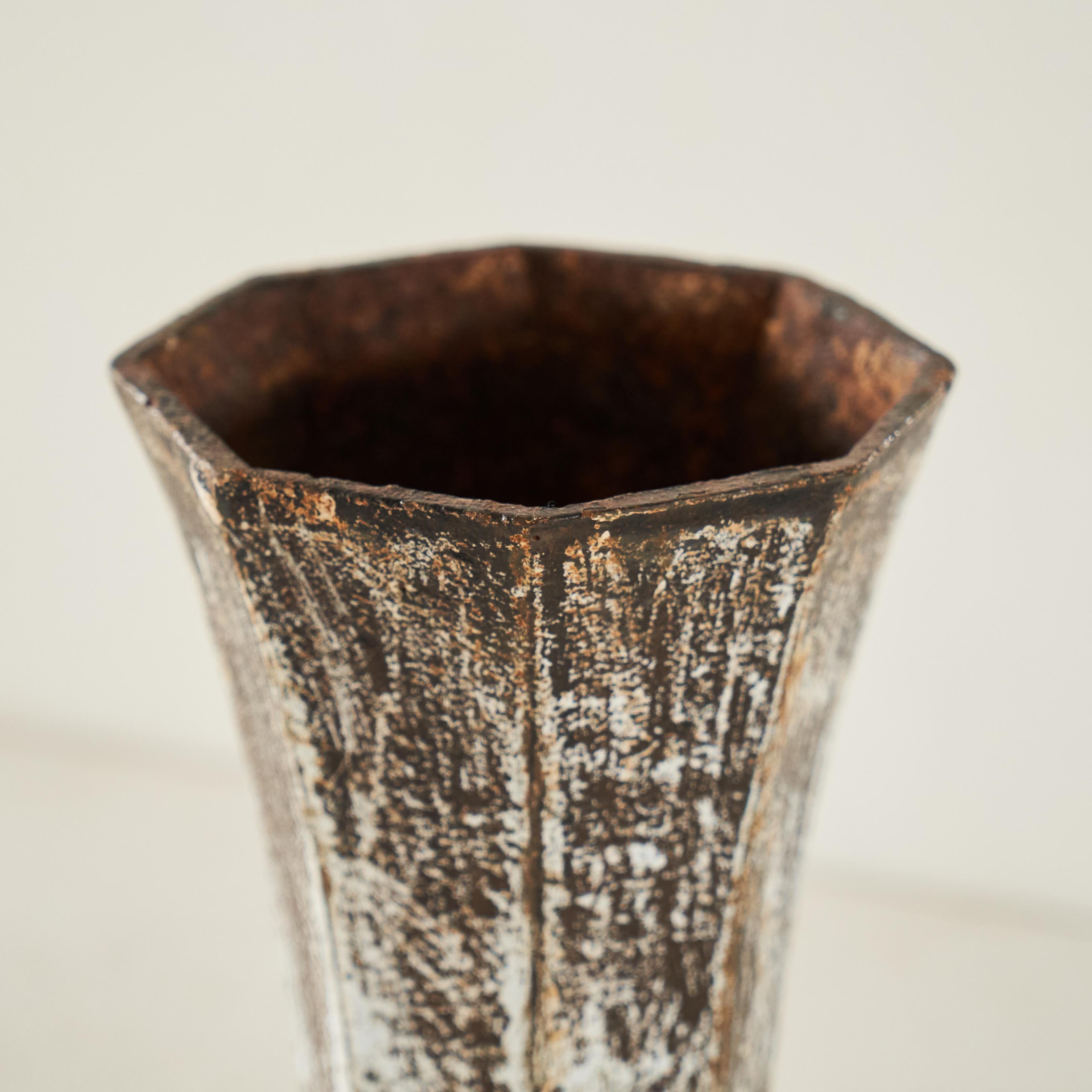20th Century Art Deco Vase in Patinated an Rusted Metal 1930s For Sale