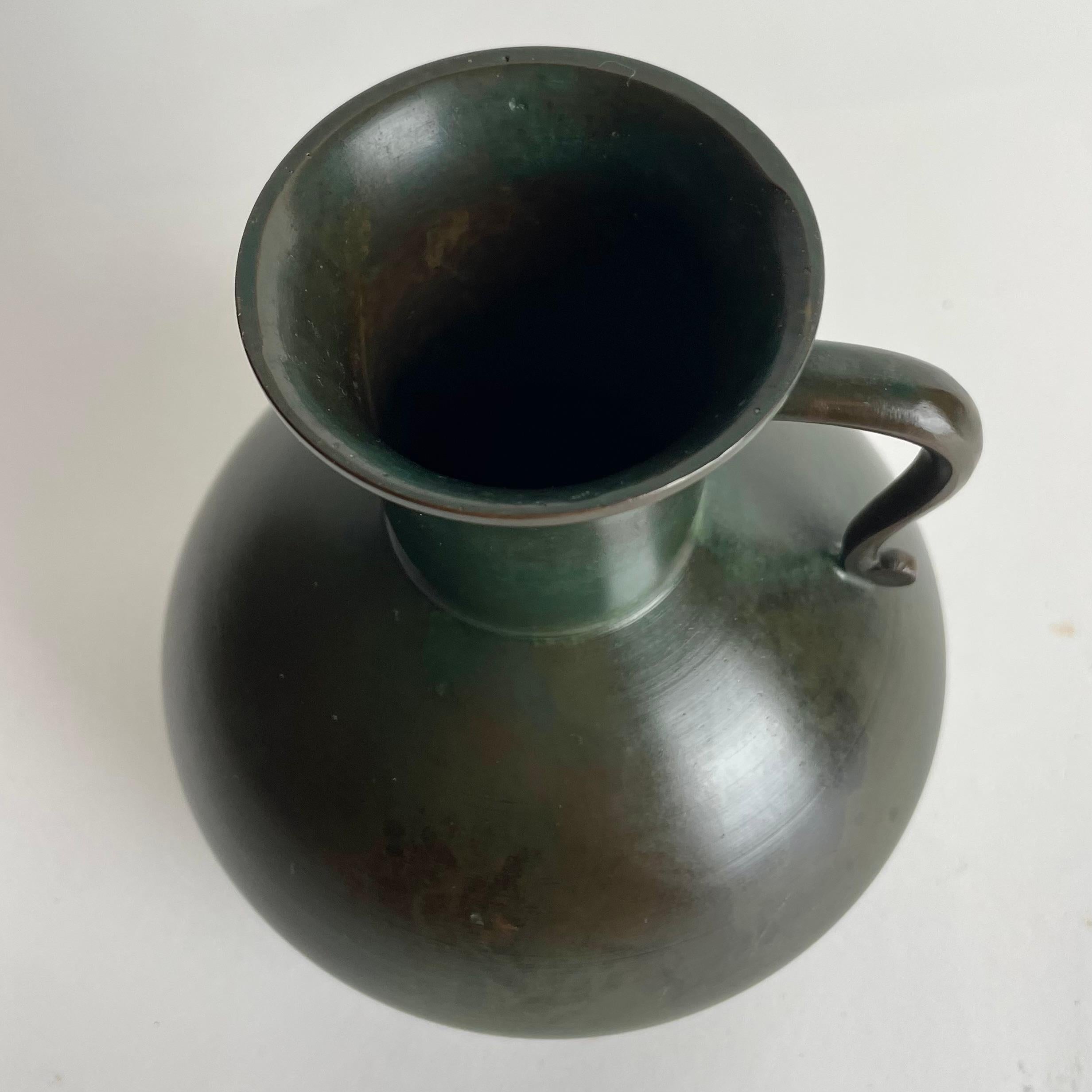 Bronze Art Deco Vase in patinated bronze designed by Jacob Ängman for GAB Sweden, 1930s For Sale