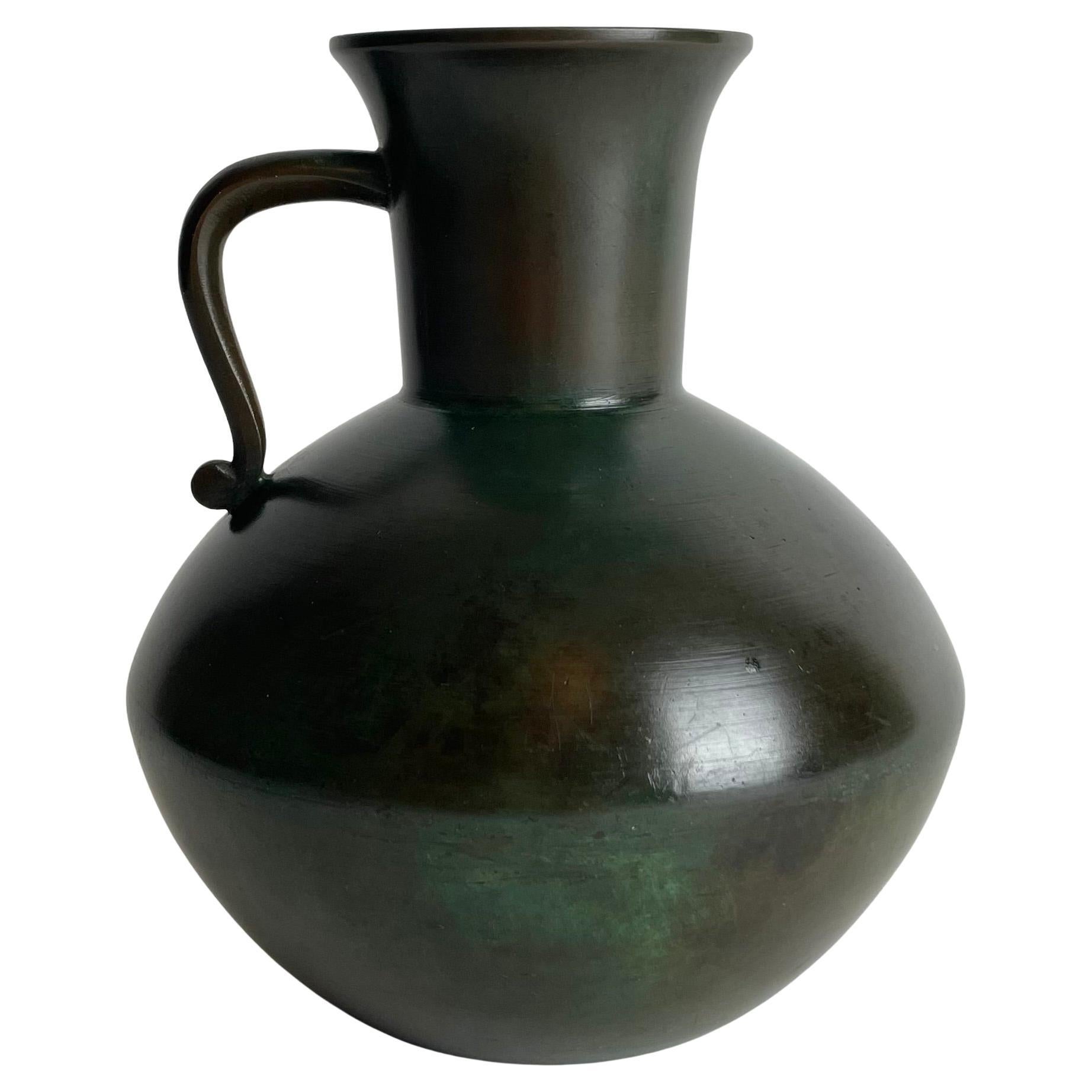 Art Deco Vase aus patinierter Bronze, entworfen von Jacob Ängman für GAB Schweden, 1930er Jahre