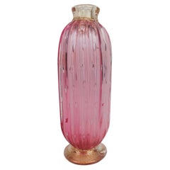 Art Deco Vase in Pink and Gold Murano Bubble Glass, Italy 1930s