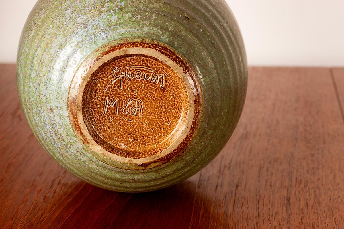 Art Deco vase, in speckled green glazed stoneware, by Roger Guérin, 1930s. in vendita 6