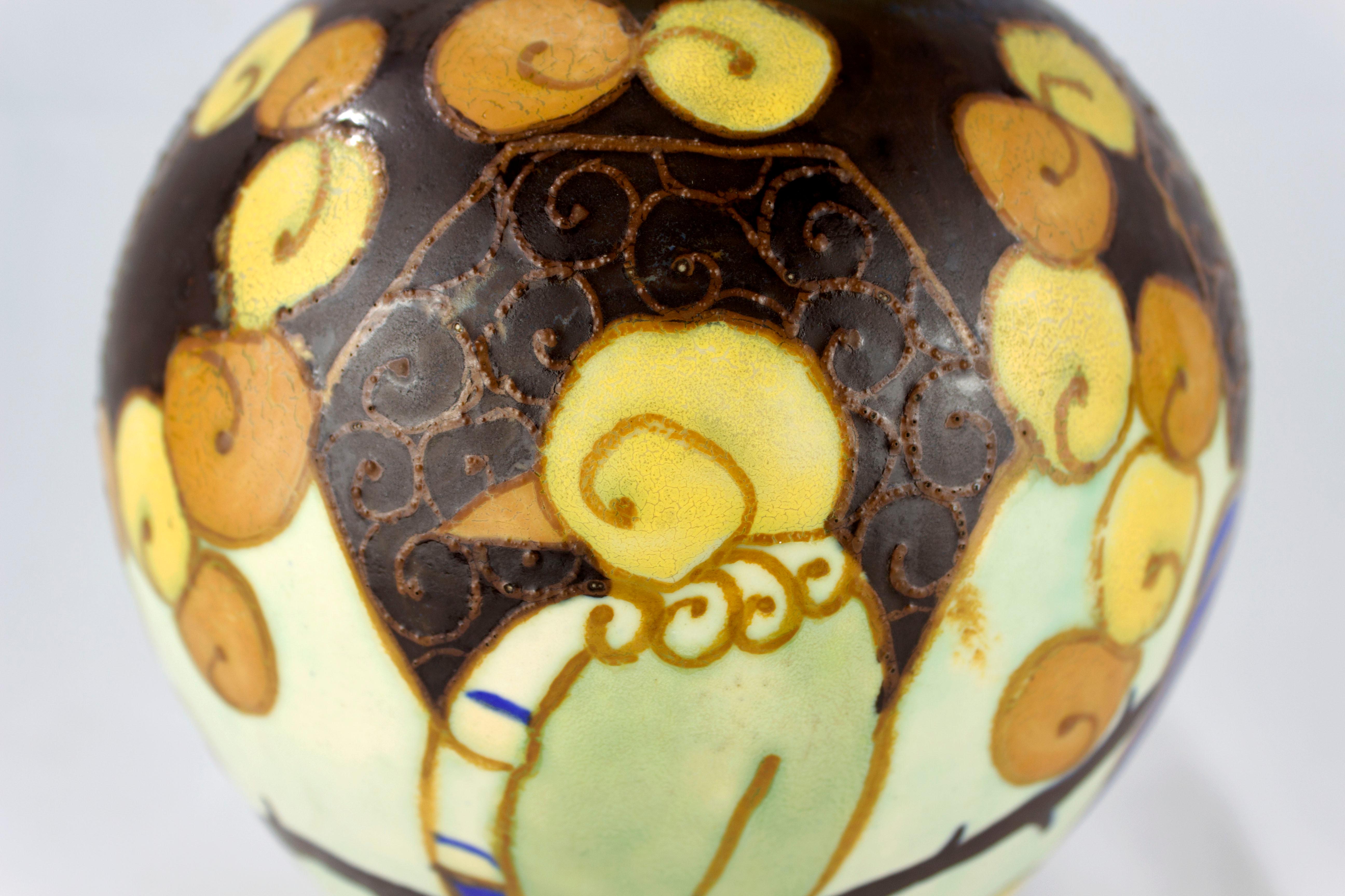 Early 20th Century Art Deco Vase Keramis D1130 Signed D.L., 1927 For Sale
