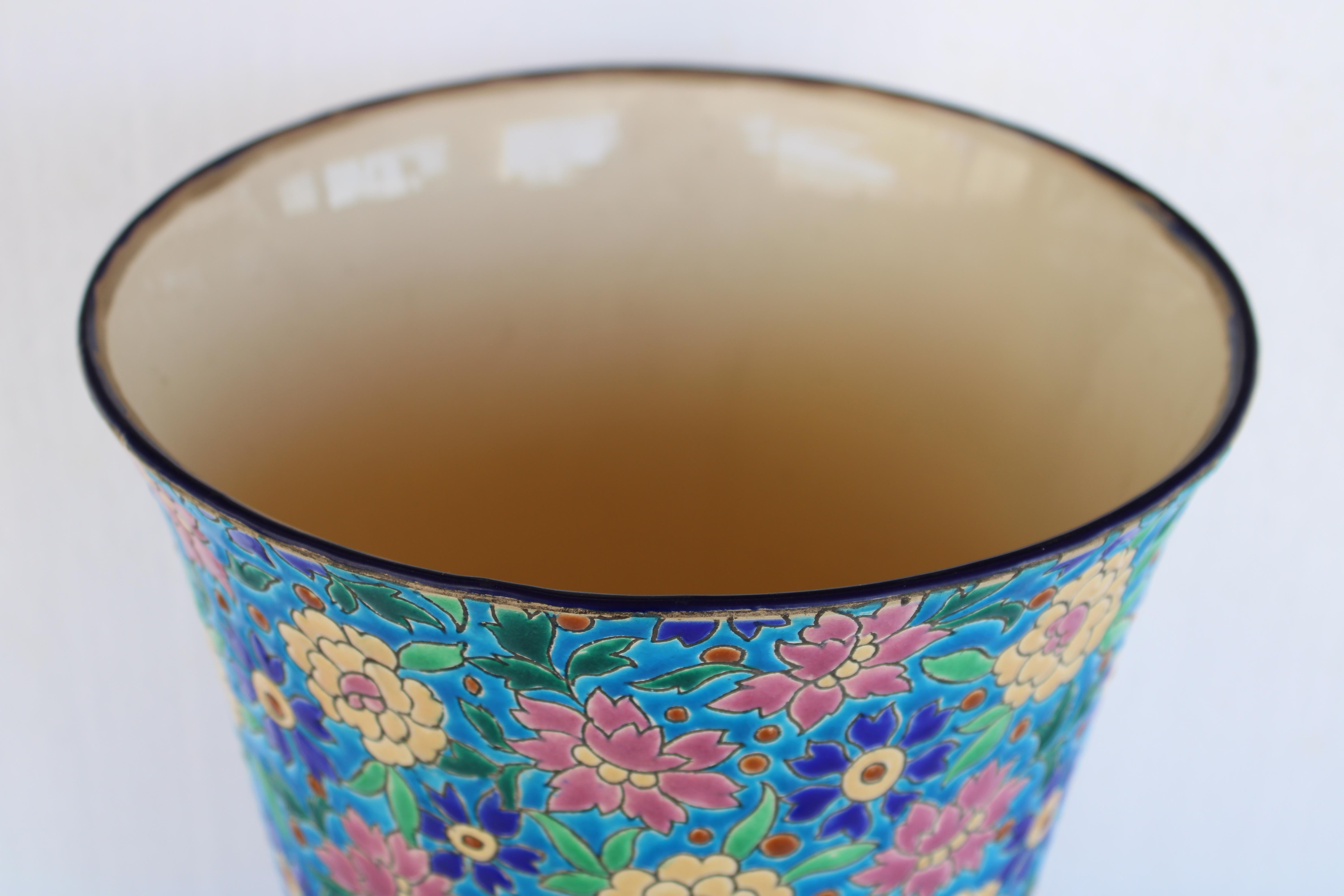 Glazed Art Deco Vase Manufactured by Emaux de Longwy, France For Sale