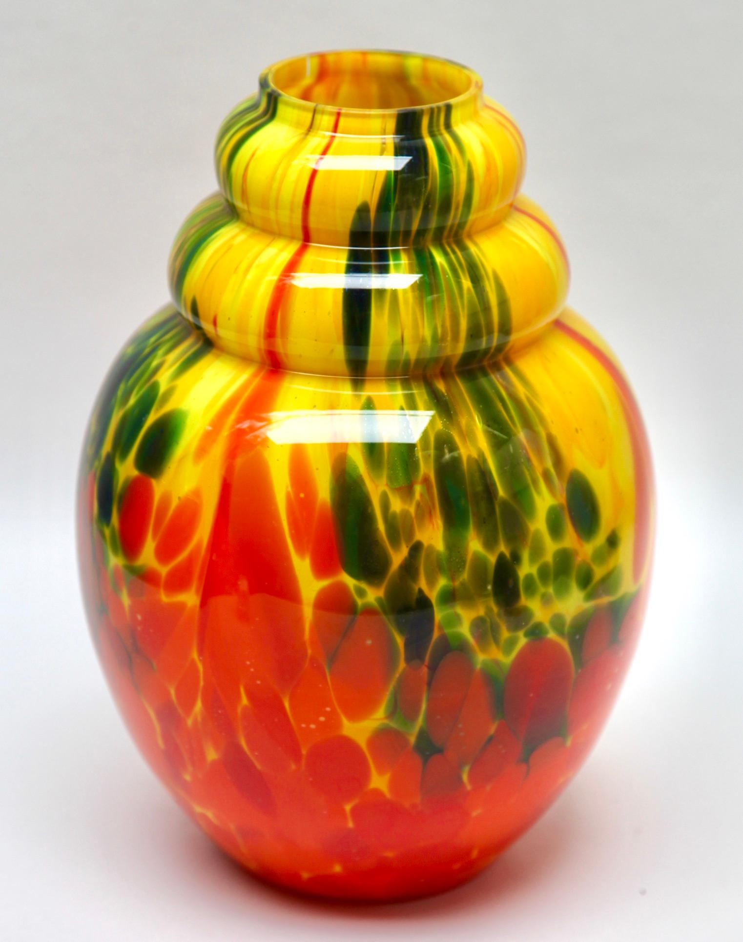 Belgian Art Deco Vase Multiple Layered Glass Scailmont by Henri Heemskerk, 1886-1953 For Sale
