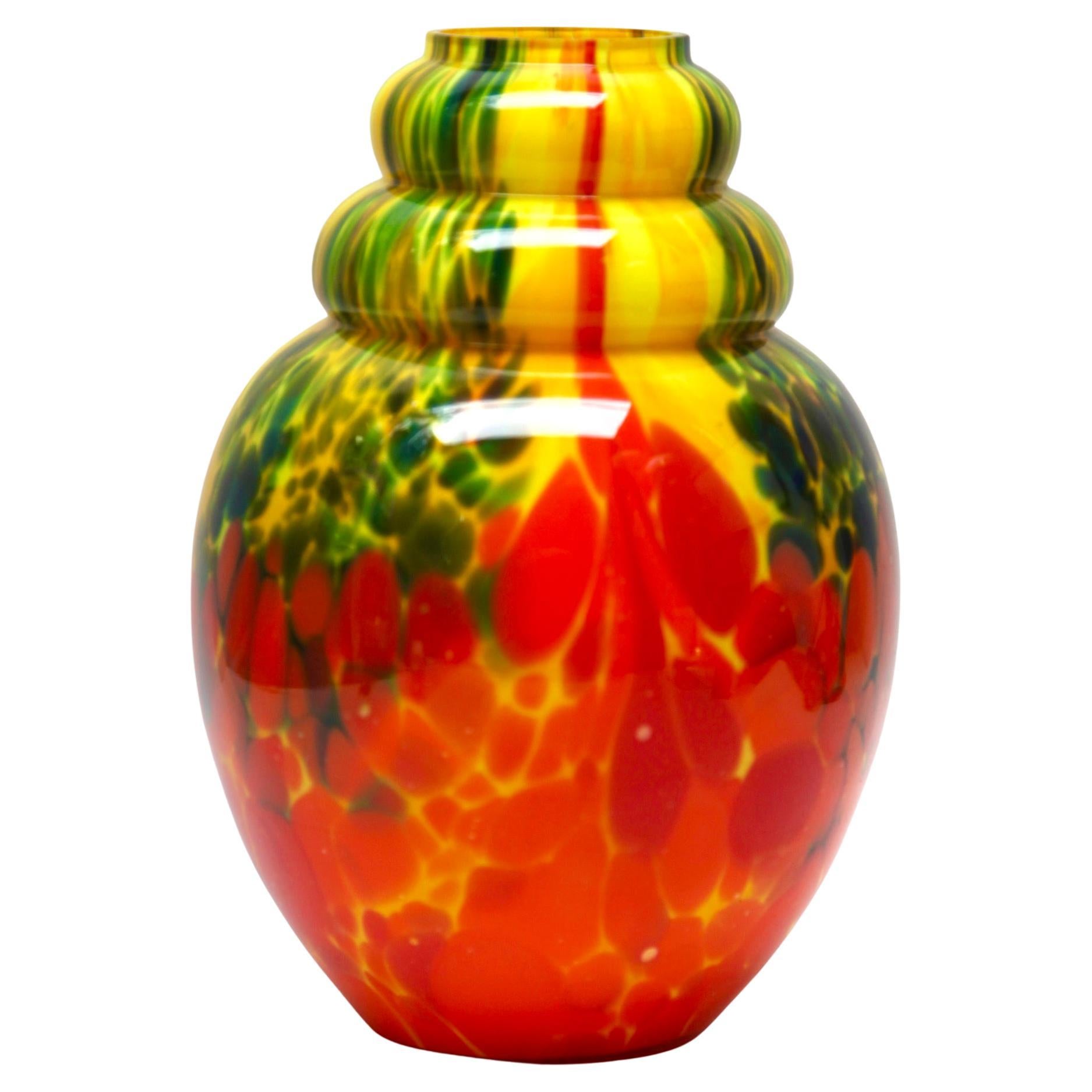 Vase Art Déco à plusieurs couches de verre Scailmont d'Henri Heemskerk, 1886-1953