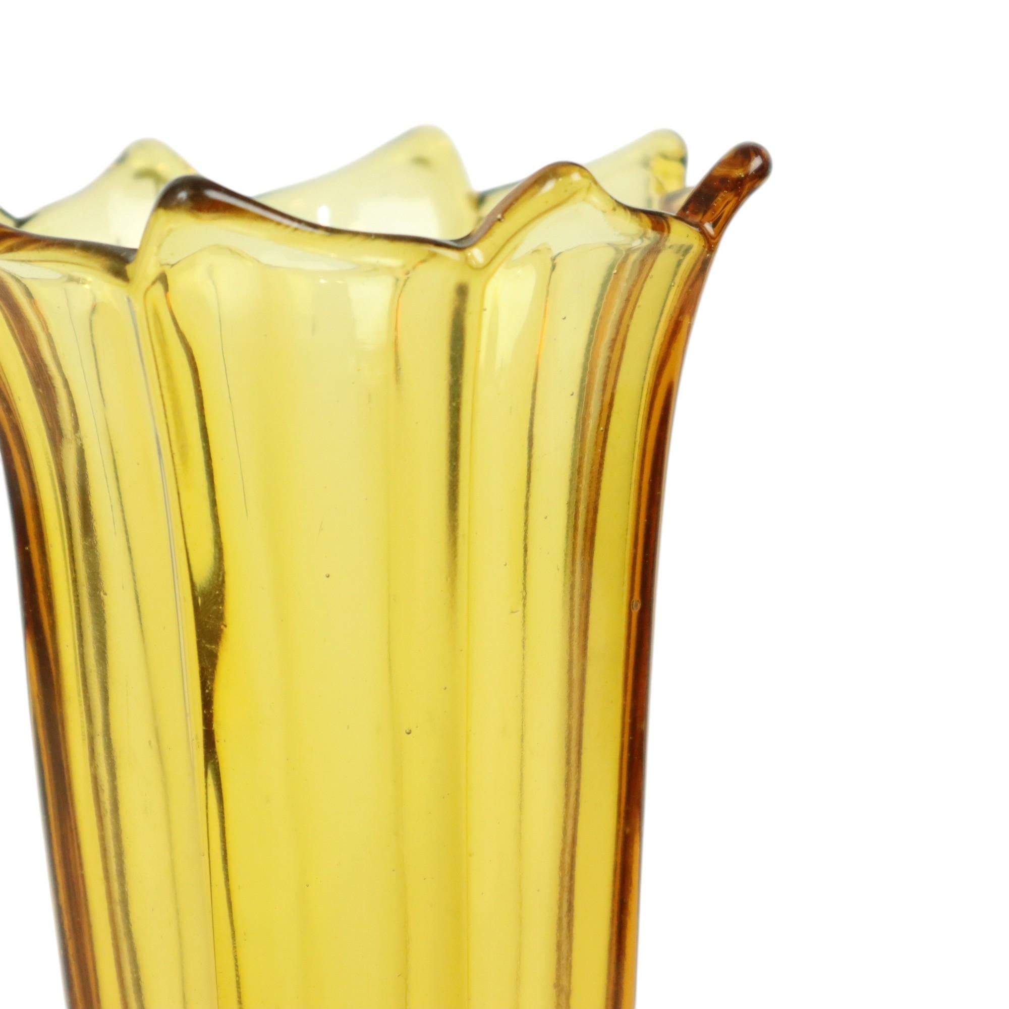 Art Deco Vase Pressed Glass Amber Rosice Glassworks 21cm For Sale 6