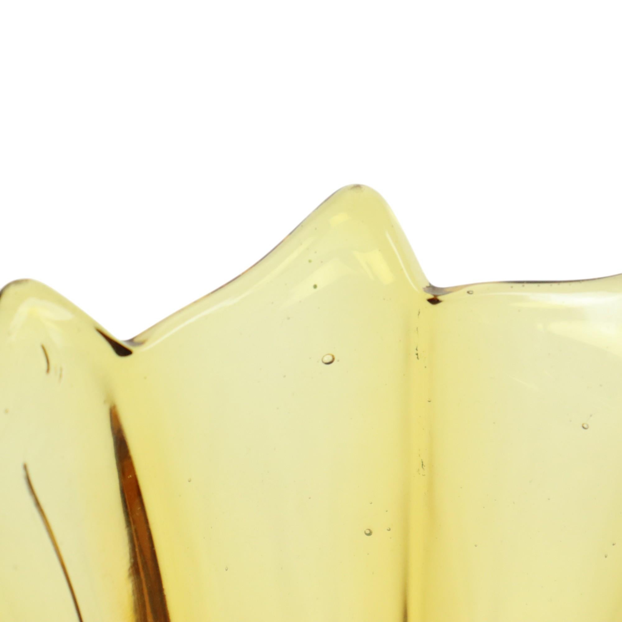 Art Deco Vase Pressed Glass Amber Rosice Glassworks 21cm For Sale 7