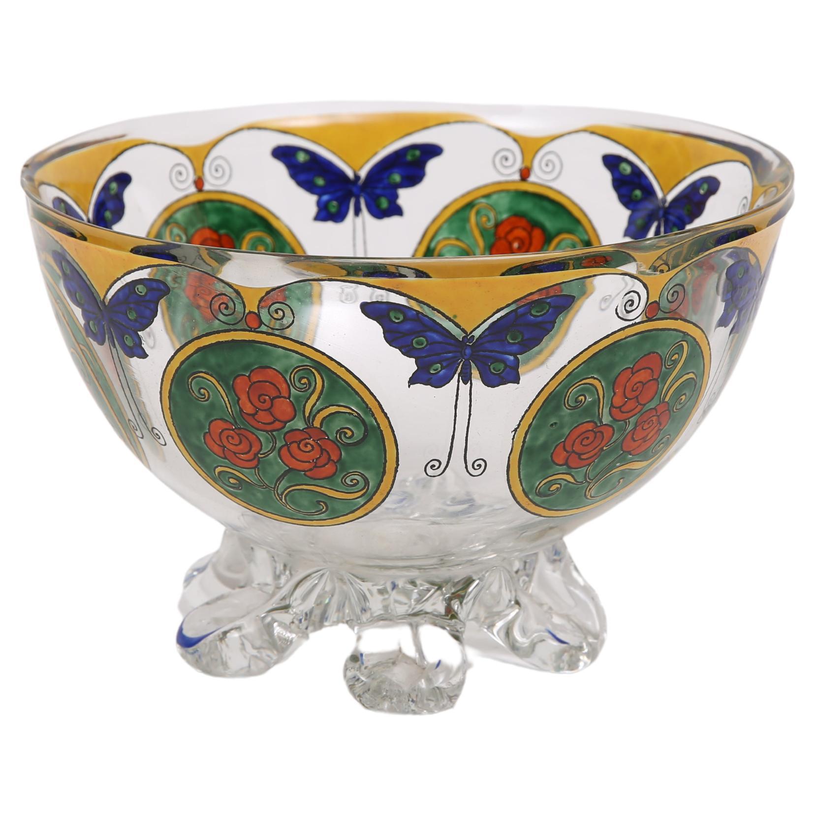 Art-déco-Vase „Rosen und Schmetterlinge“ von Sevres, Epoche Daum Galle Goupy im Angebot
